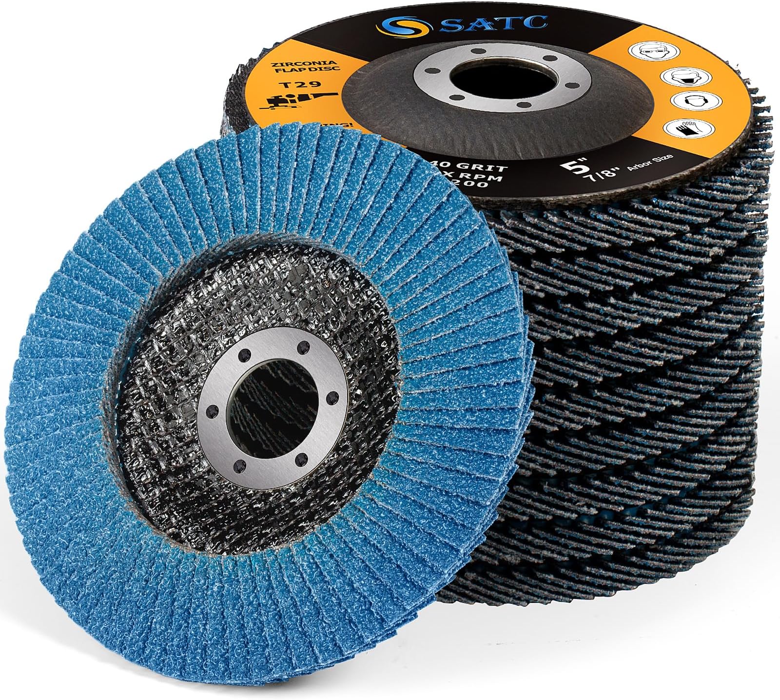 – SATC Flap Discs 40 Grit 125mm Zirconia 10 Pack Grinding Discs Type 29 Sanding Discs for Angle Grinder to Sanding Grinding Metal Wood