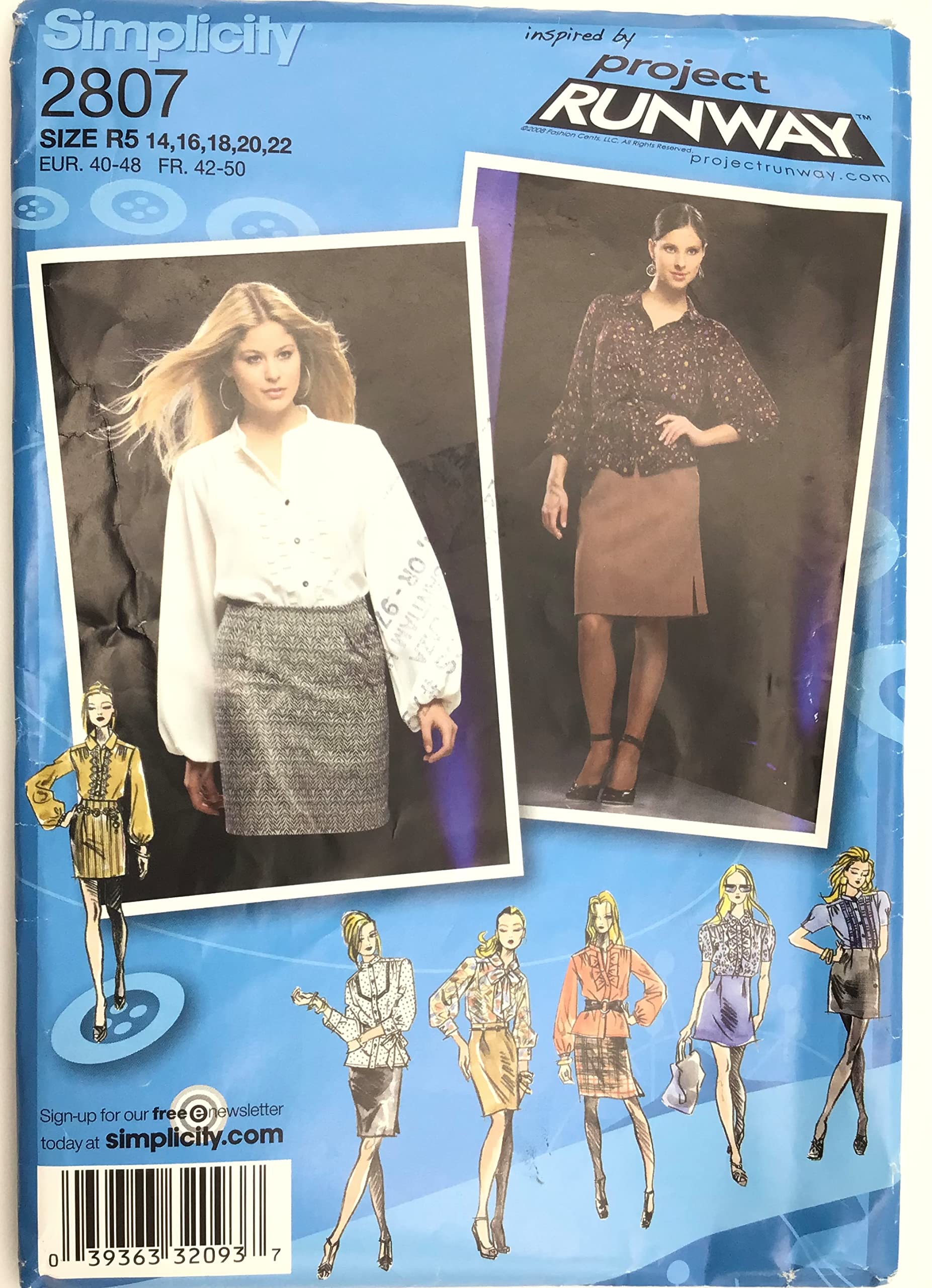 Patron de couture Simplicity 2807 jupe basique et blouse fluide en taille R5