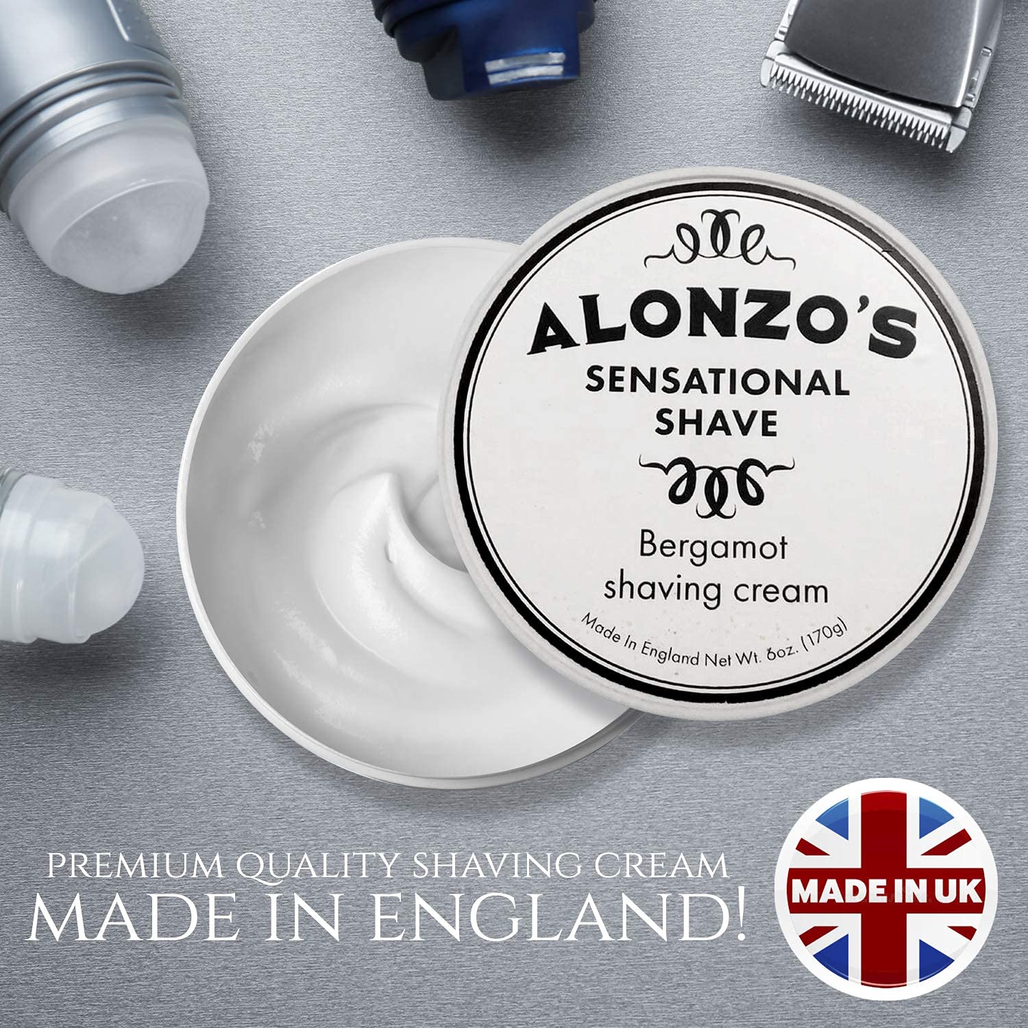 Alonzo's Shaving Cream For Men 3-Pack (Sandalwood, Charcoal, Bergamot) - Luxurious Shaving Lather, Great for Sensitive Skin And A Close Shave