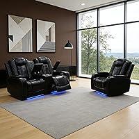 Vista 44 de Sofá reclinable individual eléctrico para muebles de sala de estar, silla reclinable de cuero con luces LED, puertos USB, almacenamiento oculto