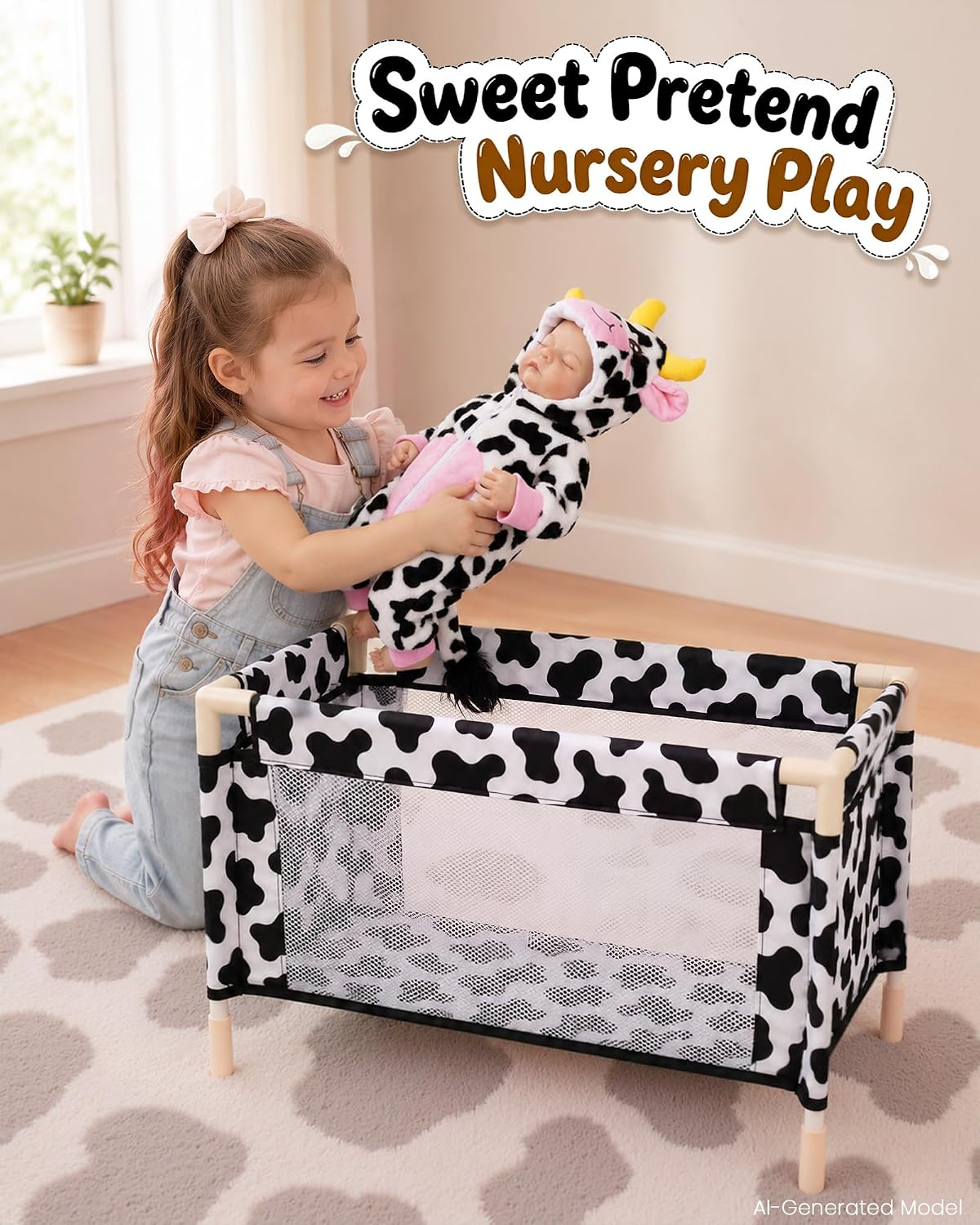 BABESIDE Baby Doll Crib for 18 Inch Dolls, Foldable Baby Doll Bed image 5