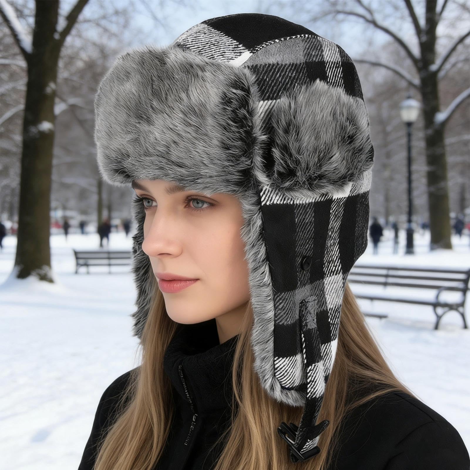 Zimowa Czapka Ushanka Wiatroodporna i Ciepła z Klapami na Uszy | Podgrzewana Czapka Na Zimę Uniwersalna Dla Kobiet i Mężczyzn Na Rower Spacer Dojazdy Wędkowanie