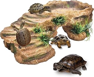 Turtles Basking Platform Tortoise Resin Dock Reptile Habitat Climbing Ornament Floating Ledge Aquarium Decoration for Small Lizards, Frogs, Snakes,Chameleon