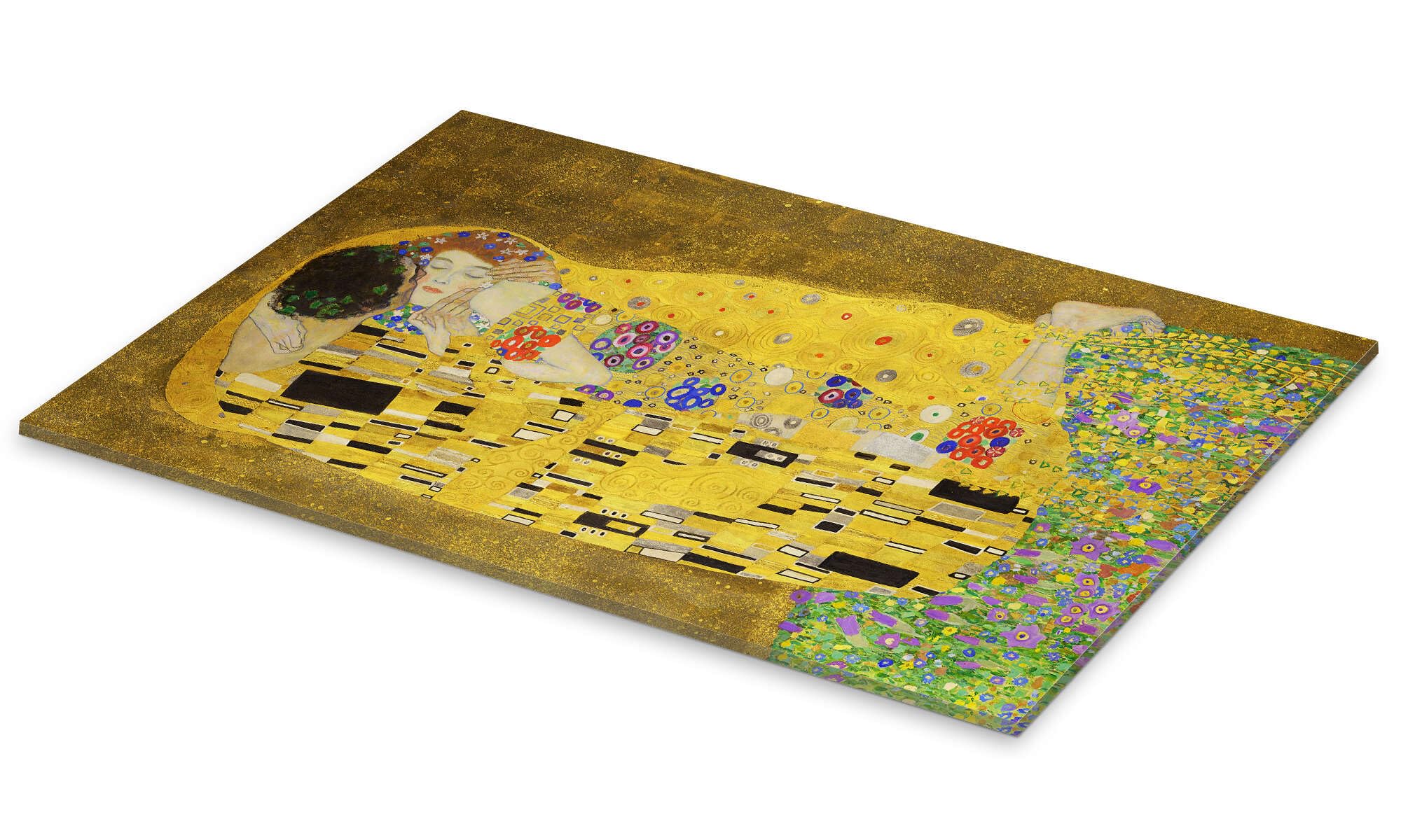 Posterlounge Der Kuss (Detail) Acrylglasbild | 60 x 90 cm von Gustav Klimt Gelb Wandbilder Wanddeko
