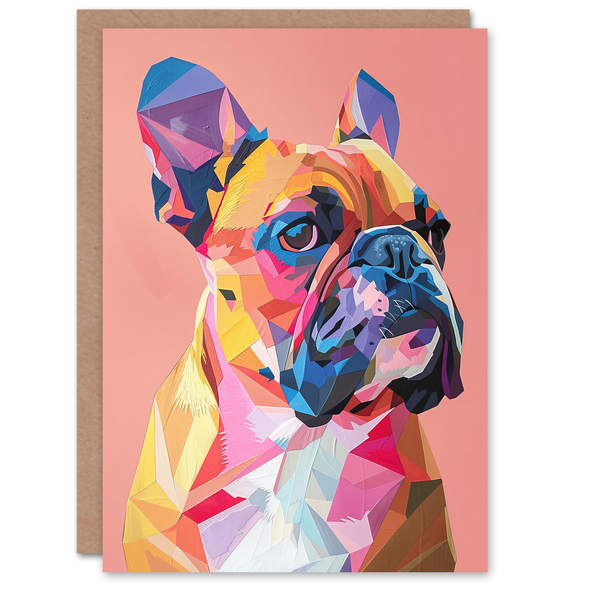 Artery8 Dog Lover Geometric French Bulldog Portrait Greeting Birthday Card Him Her All Blank