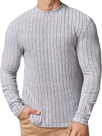 Mens Essential Commuter Outdoor Pullover Handsome Slim Casual Fashion Pullover Simple Solid Color Round Neck Pullover
