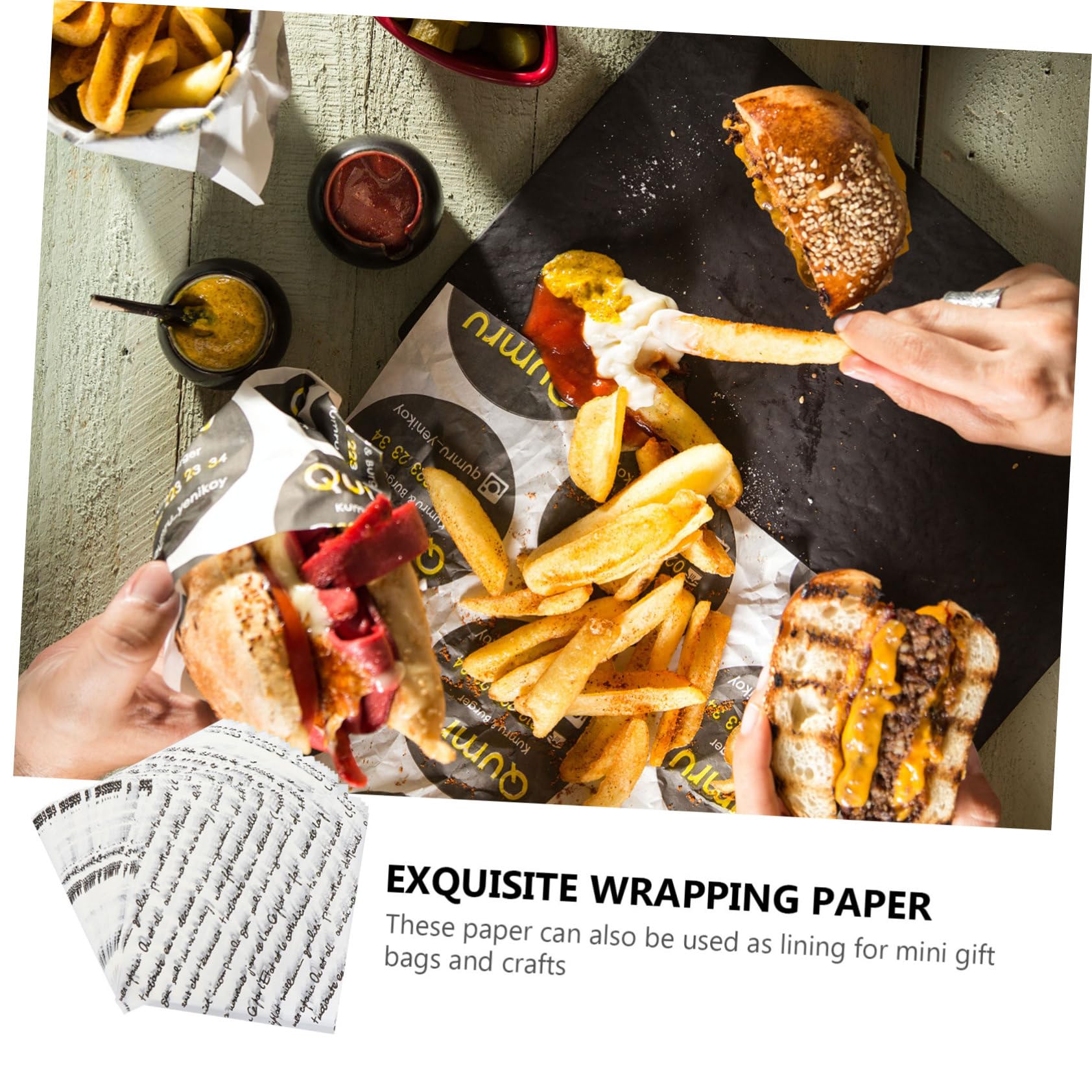 PRETYZOOM Retro Printing Dinner Paper Waterproof Wrapping Paper 25x25cm Large Size