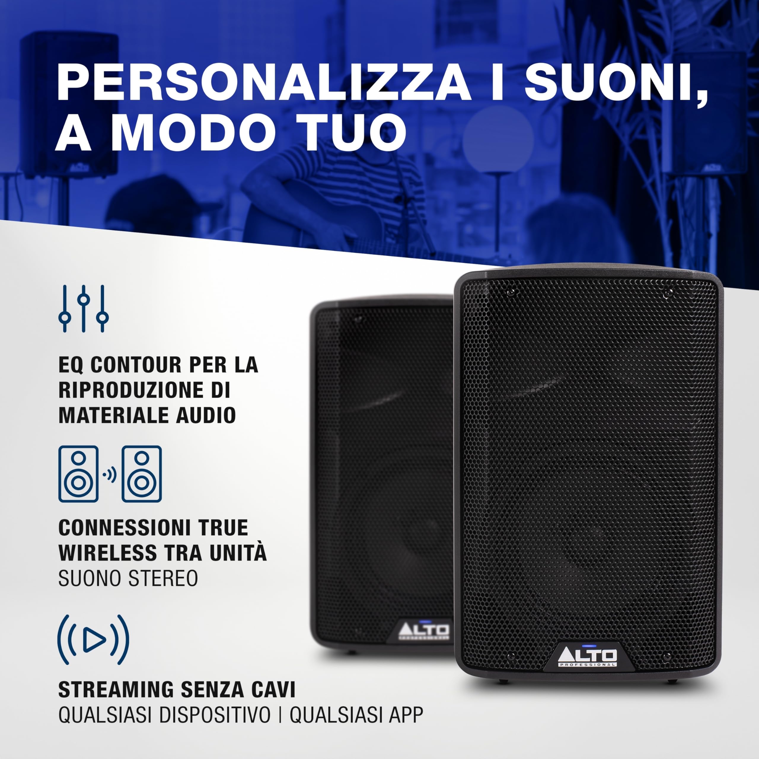ALTO TX408 Cassa Amplificata Attiva 8" 350W Bluetooth Mixer 2 Canali per DJ e Musicisti