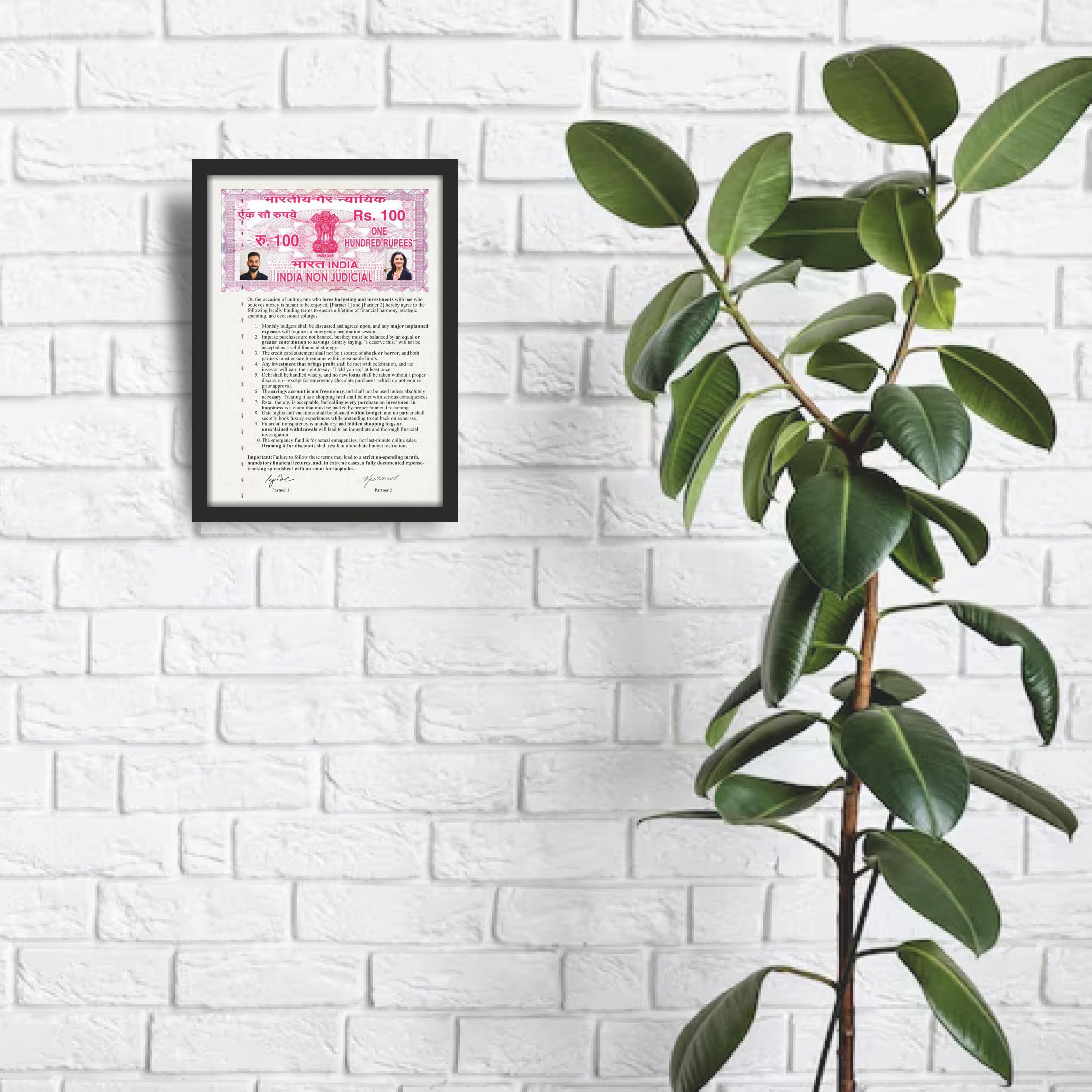 Finance-Savvy Couple Relationship Contract Photo Frame – 9.25 x…