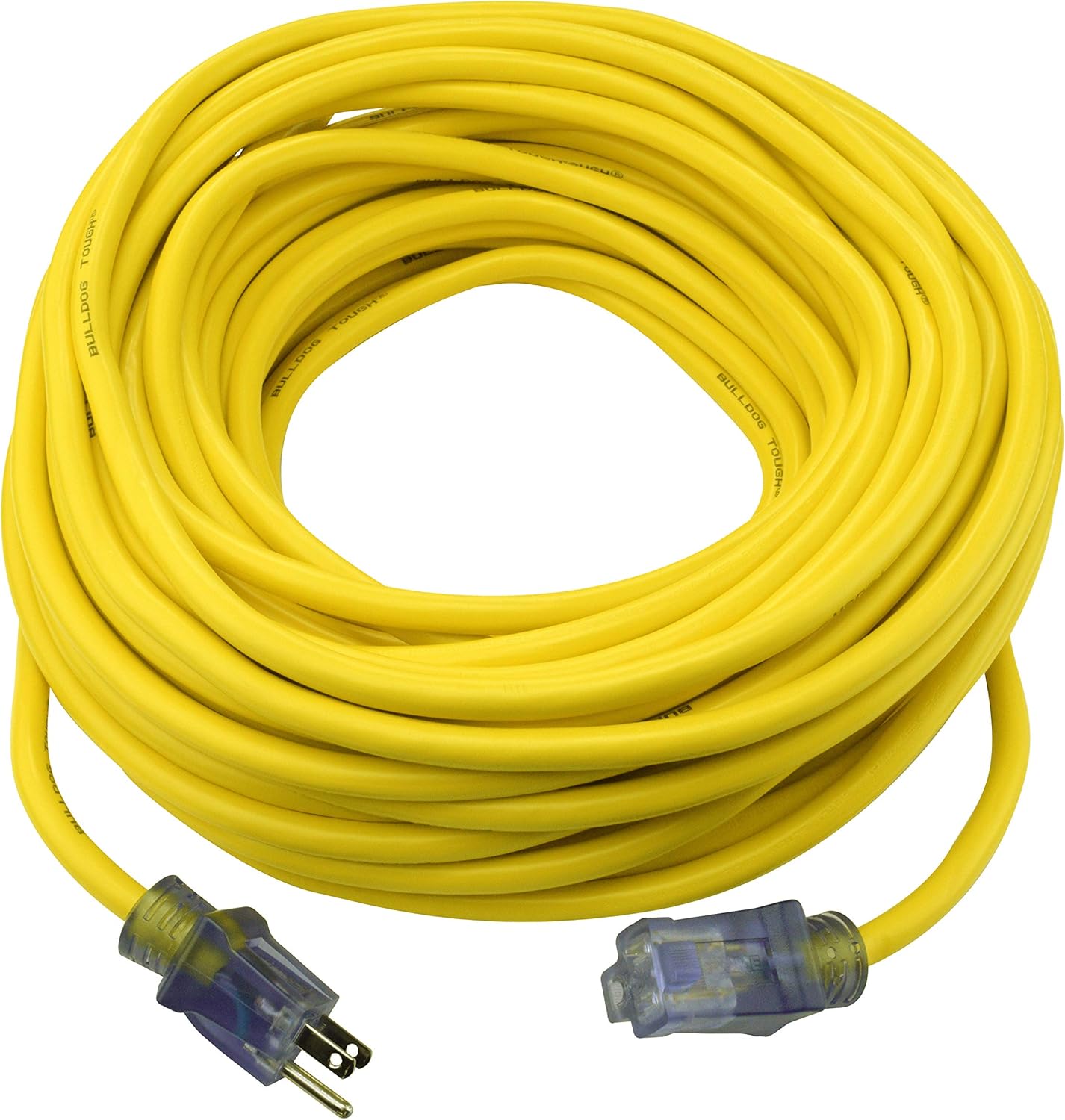Prime Wire and Cable LT511835 100-Foot 12/3 SJTOW Bulldog Tough Extension Cord with PrimeLight Indicator Light, Yellow
