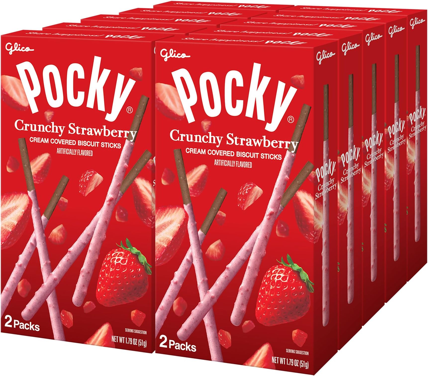 Pocky Crunchy Strawberry Covered Chocolate Biscuit Sticks 1.79 oz
