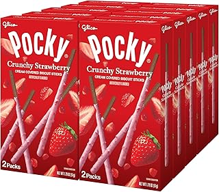 GLICO Pocky Crunchy Strawberry Covered Chocolate Biscuit Sticks 1.79 oz