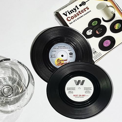 Miniatura 3 de 6 posavasos para discos para bebidas con soporte para reproductor de vinilo