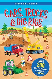 Cars, Trucks, & Big Rigs Sticker Book (Over 200 Shiny Foil Stickers & 11 scenes!)