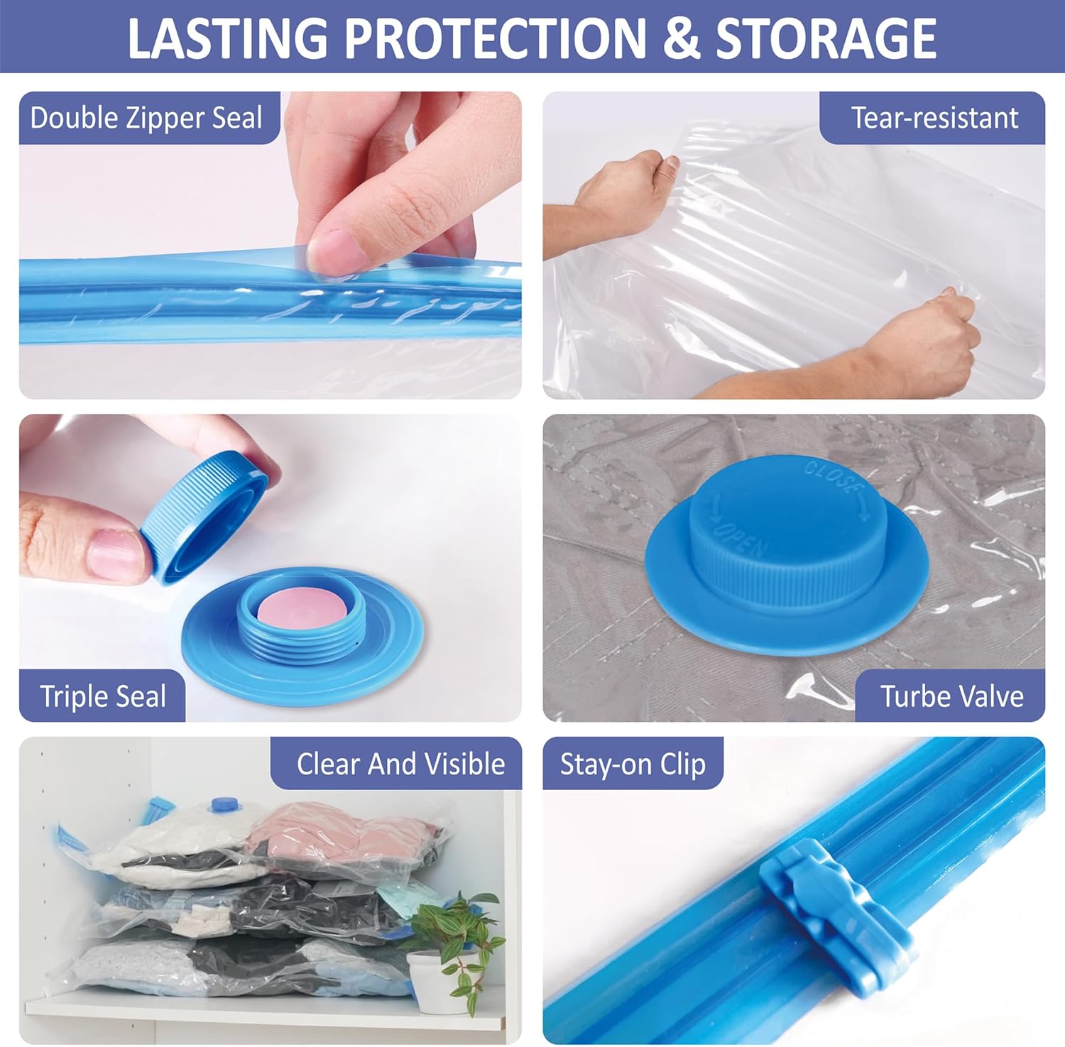 Cozy Essential 15 Pack Travel Vacuum Storage Bags with Rechargeable Wireless Electric Pump for Luggage, Suitcase, Carry-on Size Vacuum Seal Compression Space Saver Bags for Clothes and Clothing Travel - Image 6