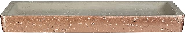 Premier Housewares Neptune Bathroom Tray, Concrete, Grey/Copper, 14 x 25 x 3 cm