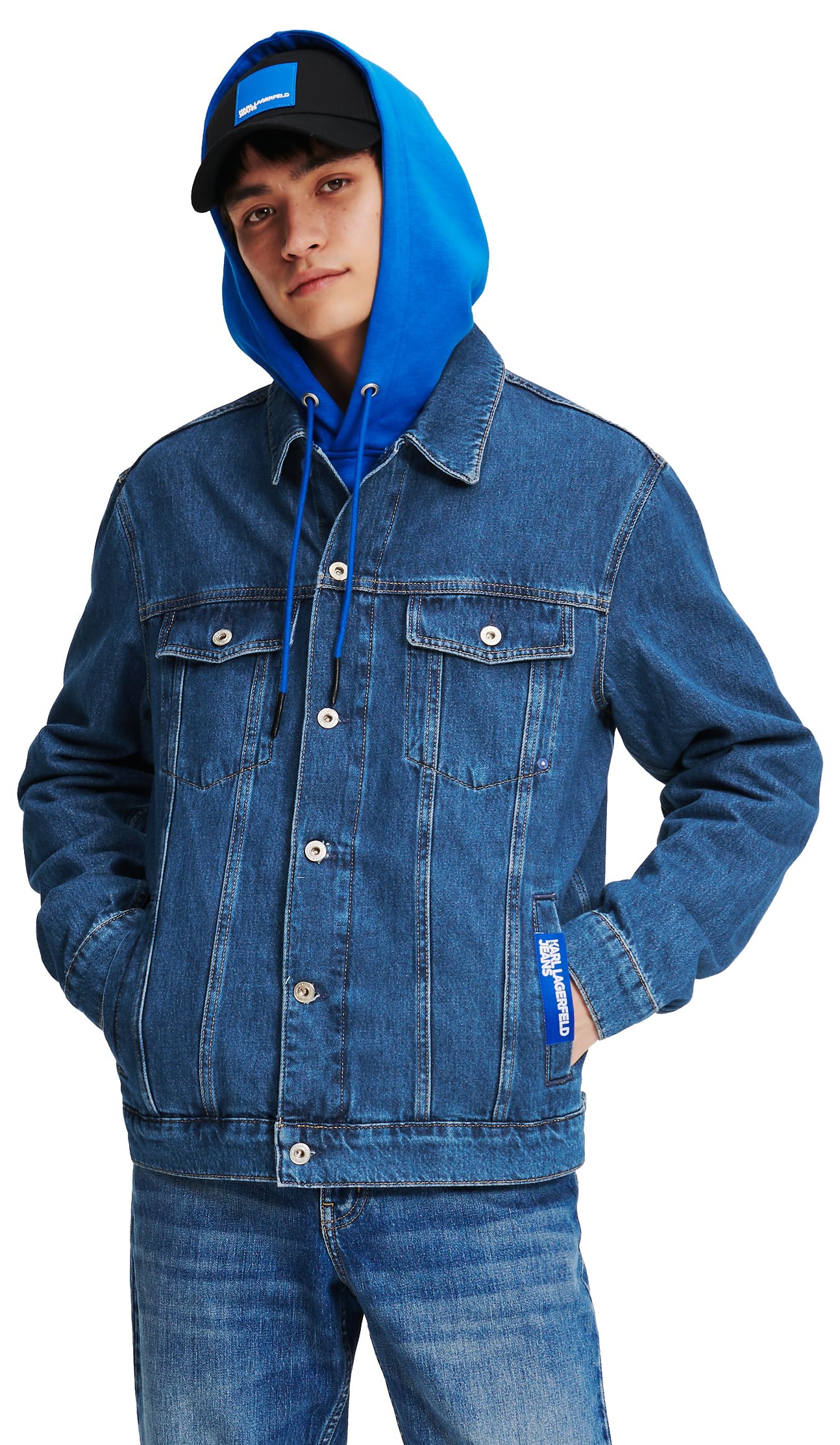 KARL LAGERFELD JEANS, Men's, Regular Denim Jacket, Regular Fit, Blue, XXL