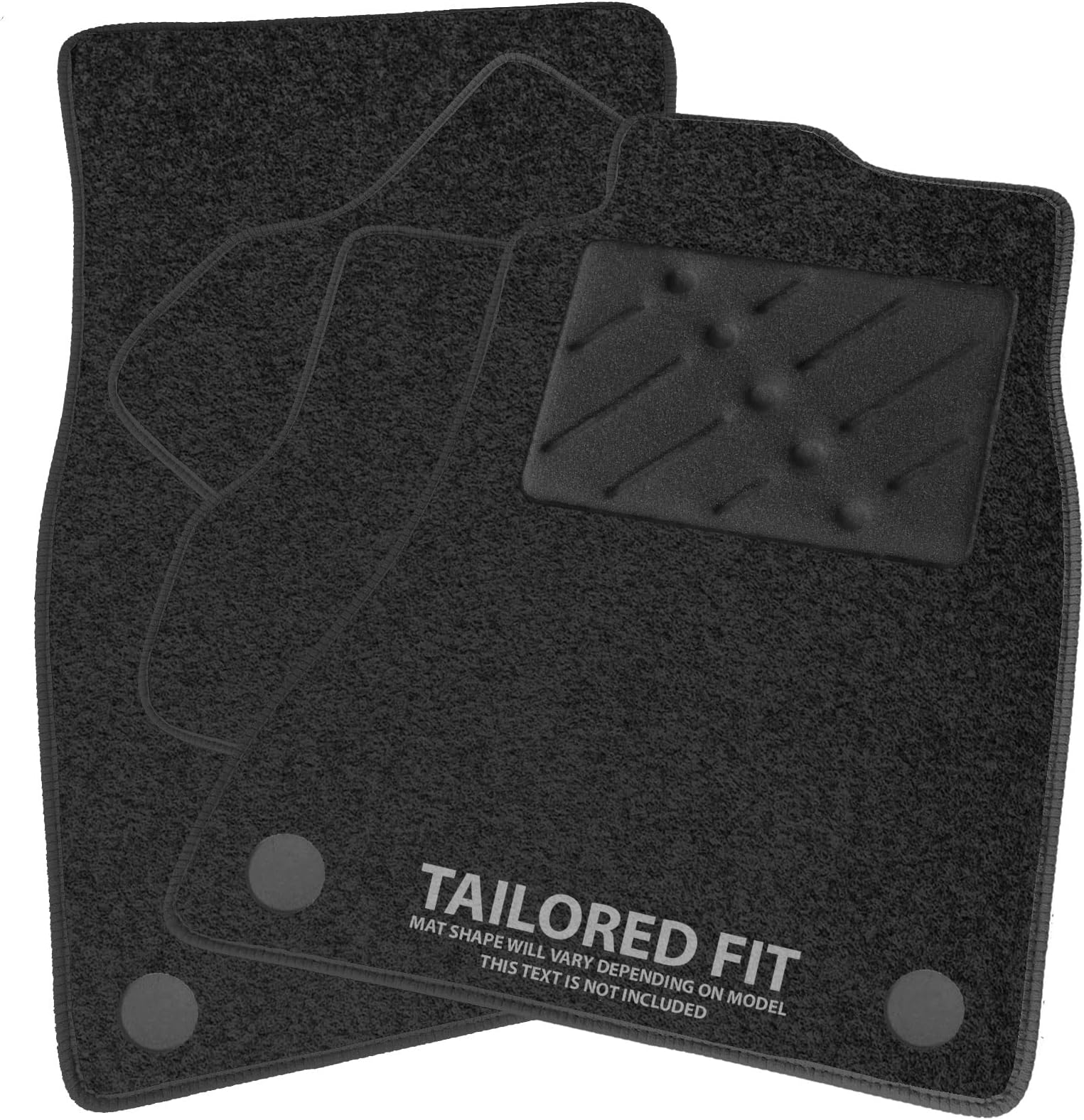 Car Mats to fit Kia Niro Hybrid (2016-2022) Charcoal Carpet with Black Ribbed Trim & Black Rectangle Heel Pad [2119]