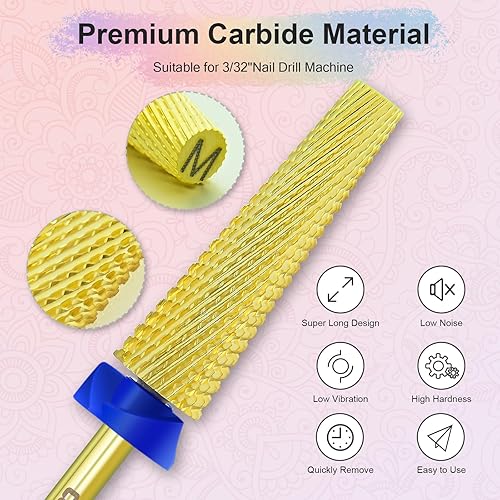 Miniatura 2 de Depvko Brocas de uñas súper largas 5 en 1, brocas de carburo de tungsteno de 332 pulgadas, rotación bidireccional, brocas de seguridad avanzadas