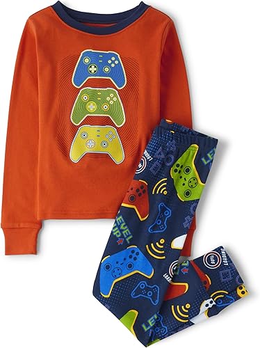The Children's Place Conjunto de pijama de 2 piezas con camiseta de manga larga y pantalones ajustados 100% algodón para niño