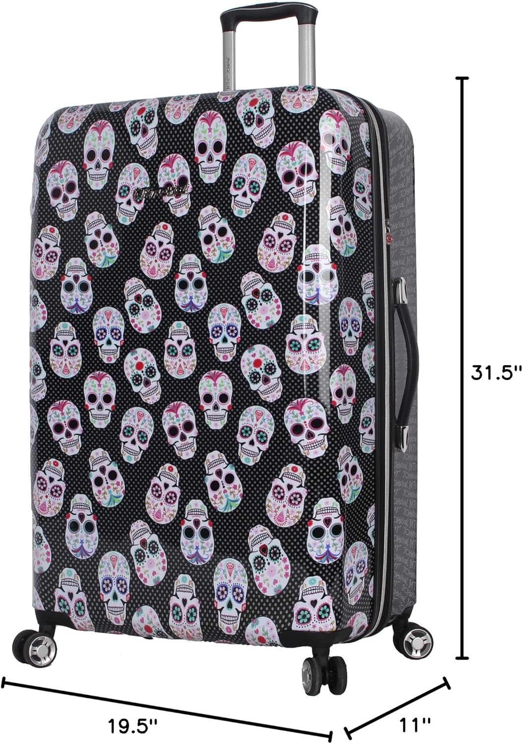 Betsey Johnson 30 Inch Checked Luggage Collection - Expandable Scratch Resistant (ABS + PC) Hardside Suitcase - Designer Lightweight Bag with 8-Rolling Spinner Wheels