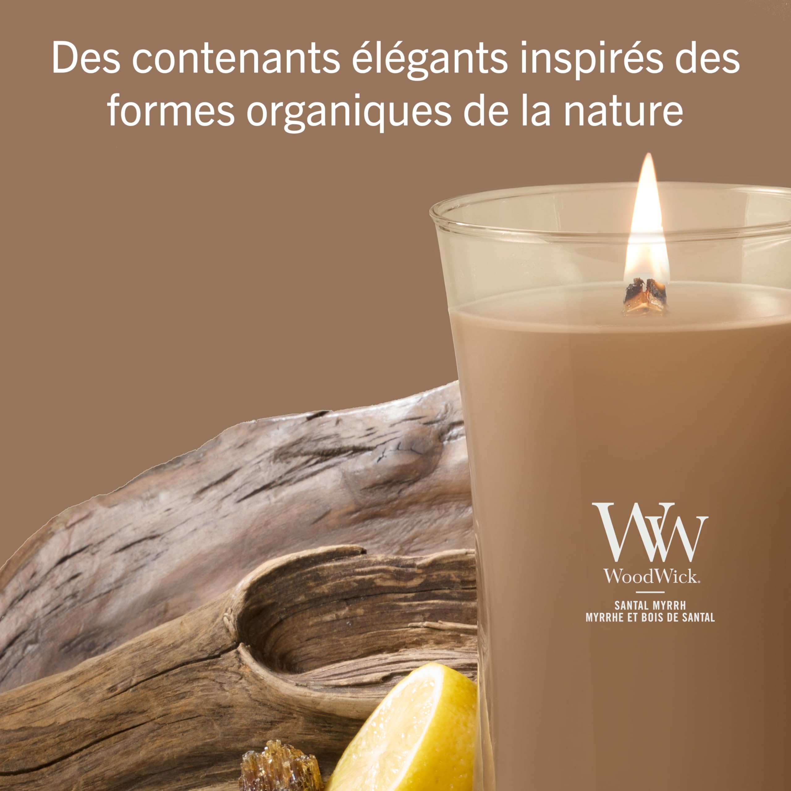 WoodWick Bougie parfumée | Grande bougie sablier | Myrrhe et bois de santal | Cadeaux parfaits pour femmes