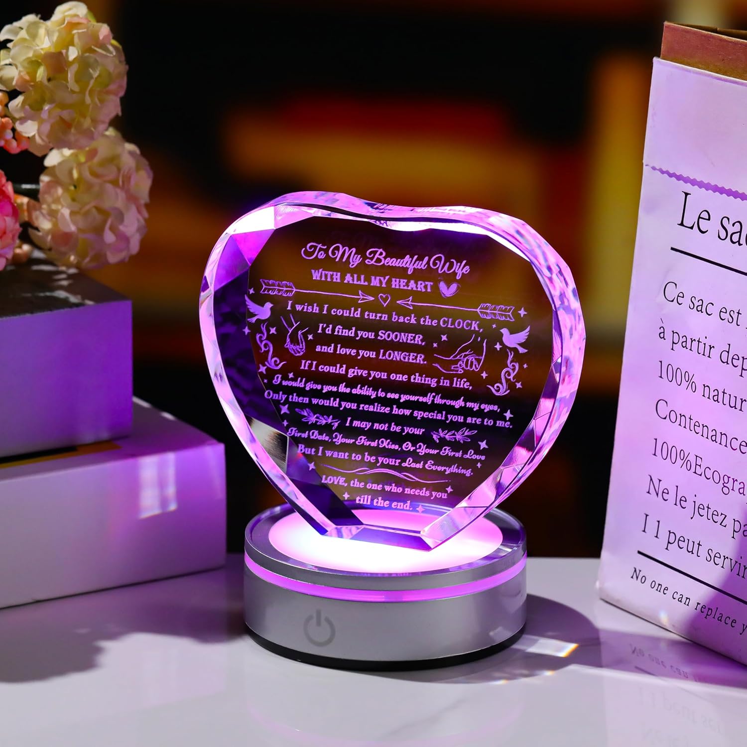 Qianwei Wife Gifts from Husband Unique - Personalized Crystal Heart Gifts for My Wife Who Has Everything - Birthday Anniversary Wedding Valentines Day Present Ideas for Her - Image 5