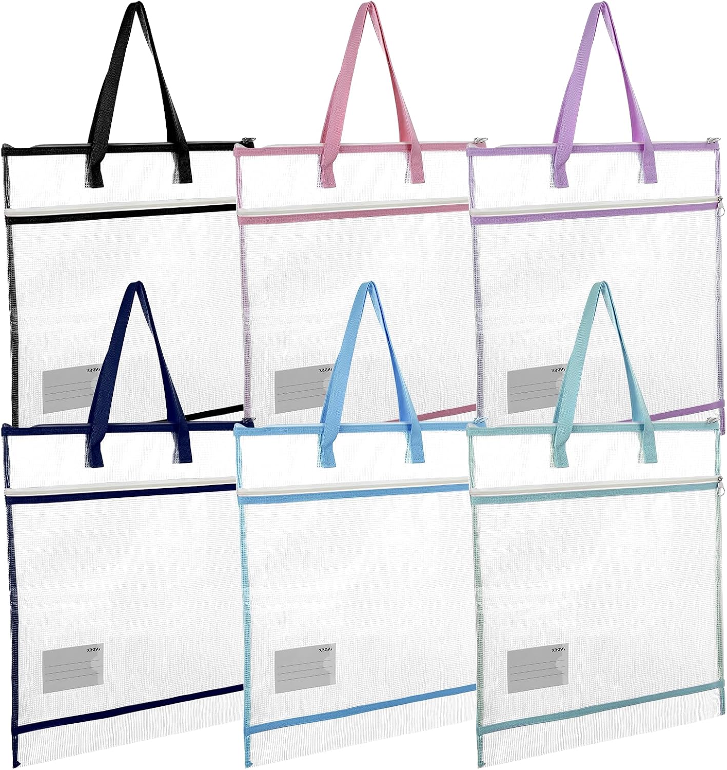 6pcs Sew Project Bags for Quilting 16.5x16.5Inch Quilting Craft Organizer Storage Bags with Handle and Pocket Jumbo Sew Quiltings Mesh Bag Needlepoint Project Bag for Sewing Quilter Knitting Stitching