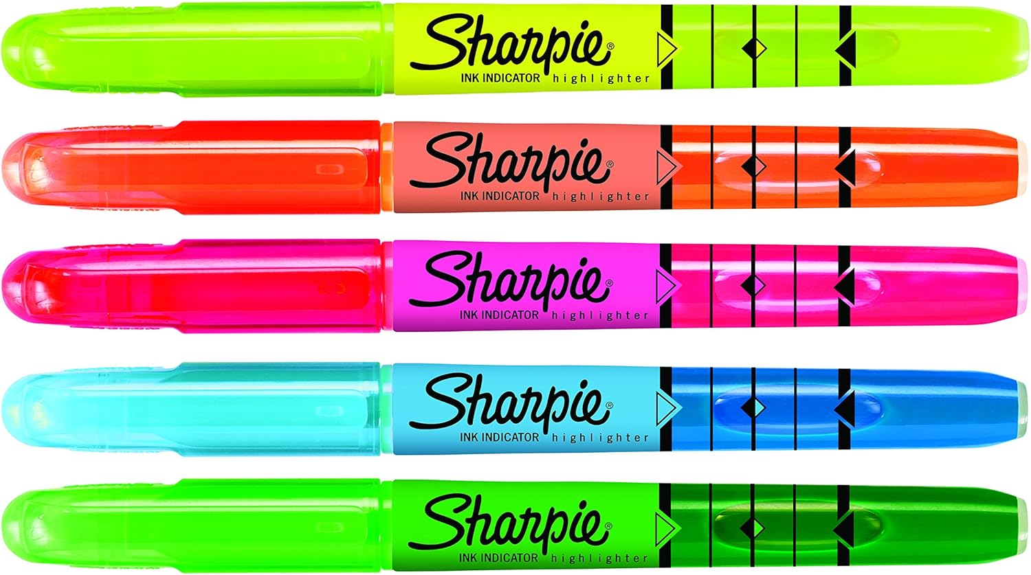 Sharpie Ink Indicator Stick Highlighters, Chisel Tip, Assorted Fluorescent, 5 Count : Office Products