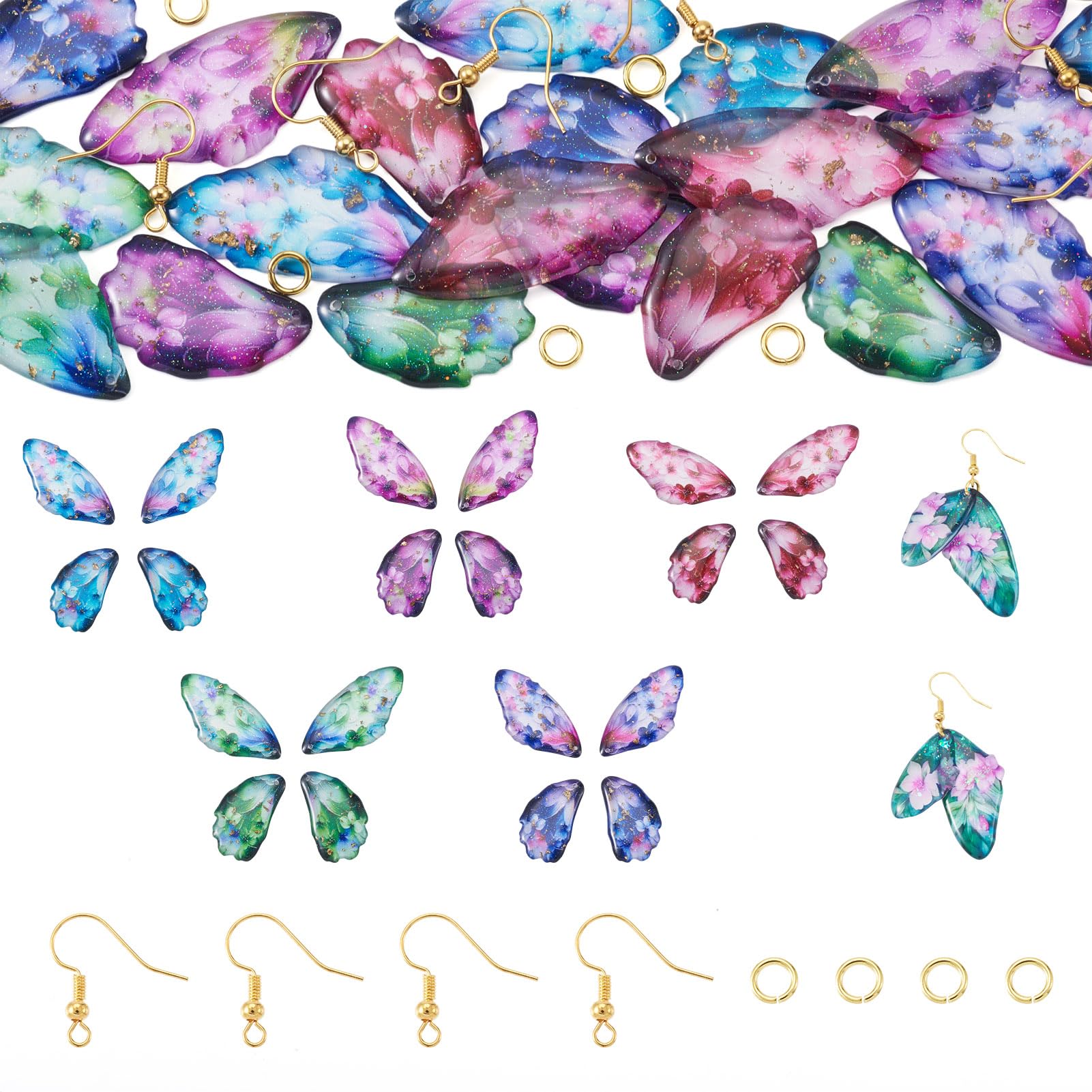 Spritewelry Resin Wing Charms Multi Colors Insect Dragonfly Wings Feather Dangle Charms Butterfly Wing Dangle Pendants Earring Jewelry Kits for Jewelry Making โ image 1