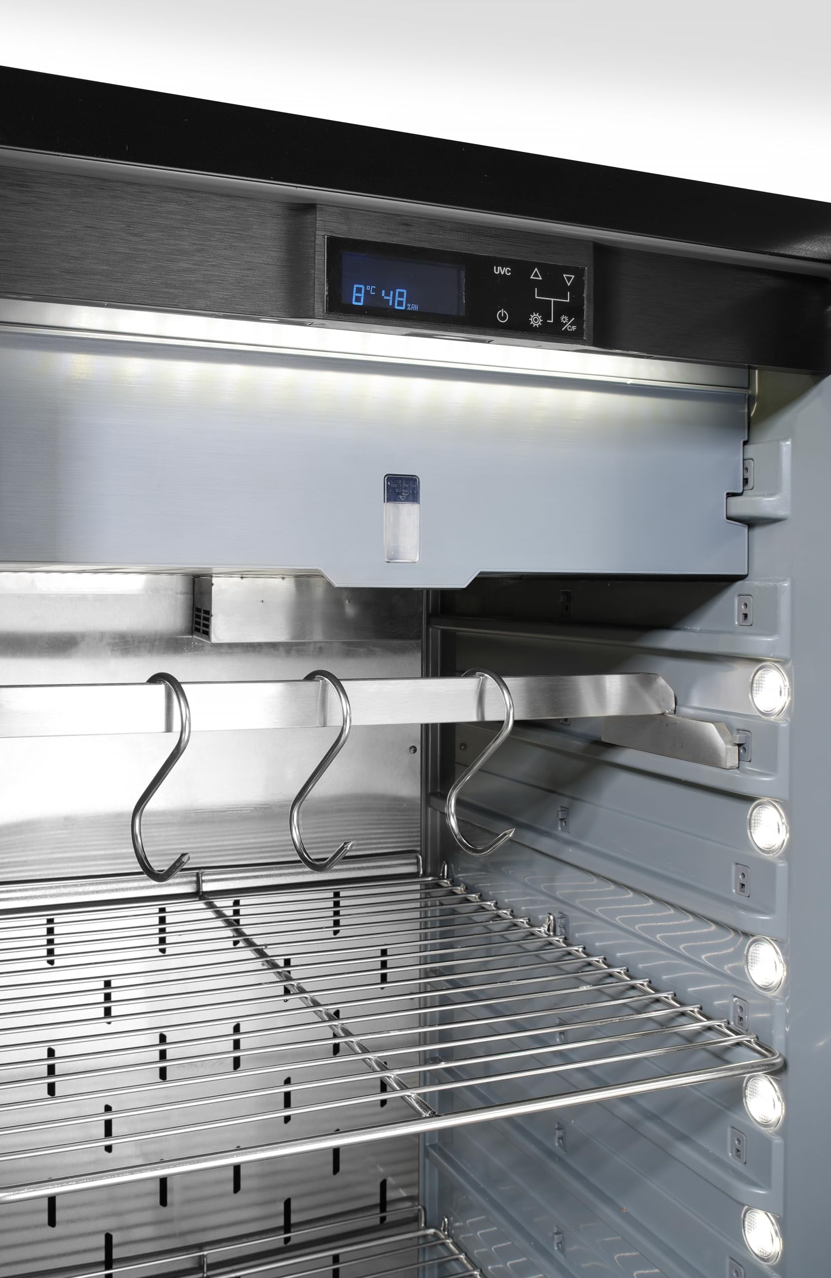 HENDI Fleischreifeschrank, Dry-Aging Reifeschrank, Dry Aged Kühlschrank, 352L, 220-240V, 170W, 595x710x(H)1720mm, Edelstahl