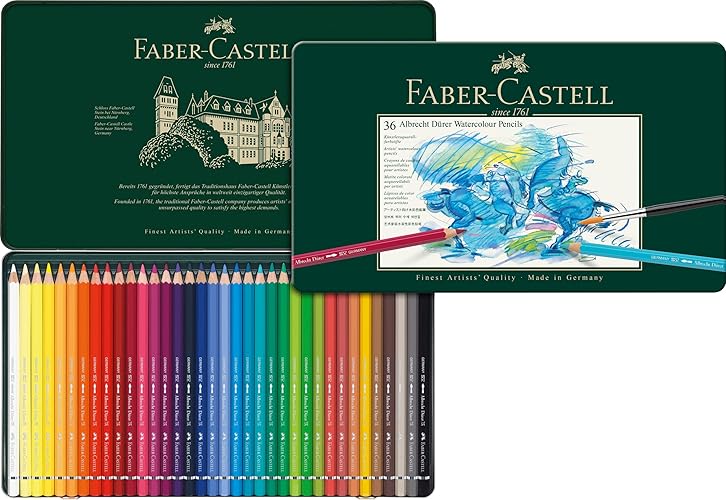 Faber-Castel FC117536 Albrecht Durer Artist Watercolor Pencils in A Metal Tin (36 Pack), Assorted - Watercolour Pencils