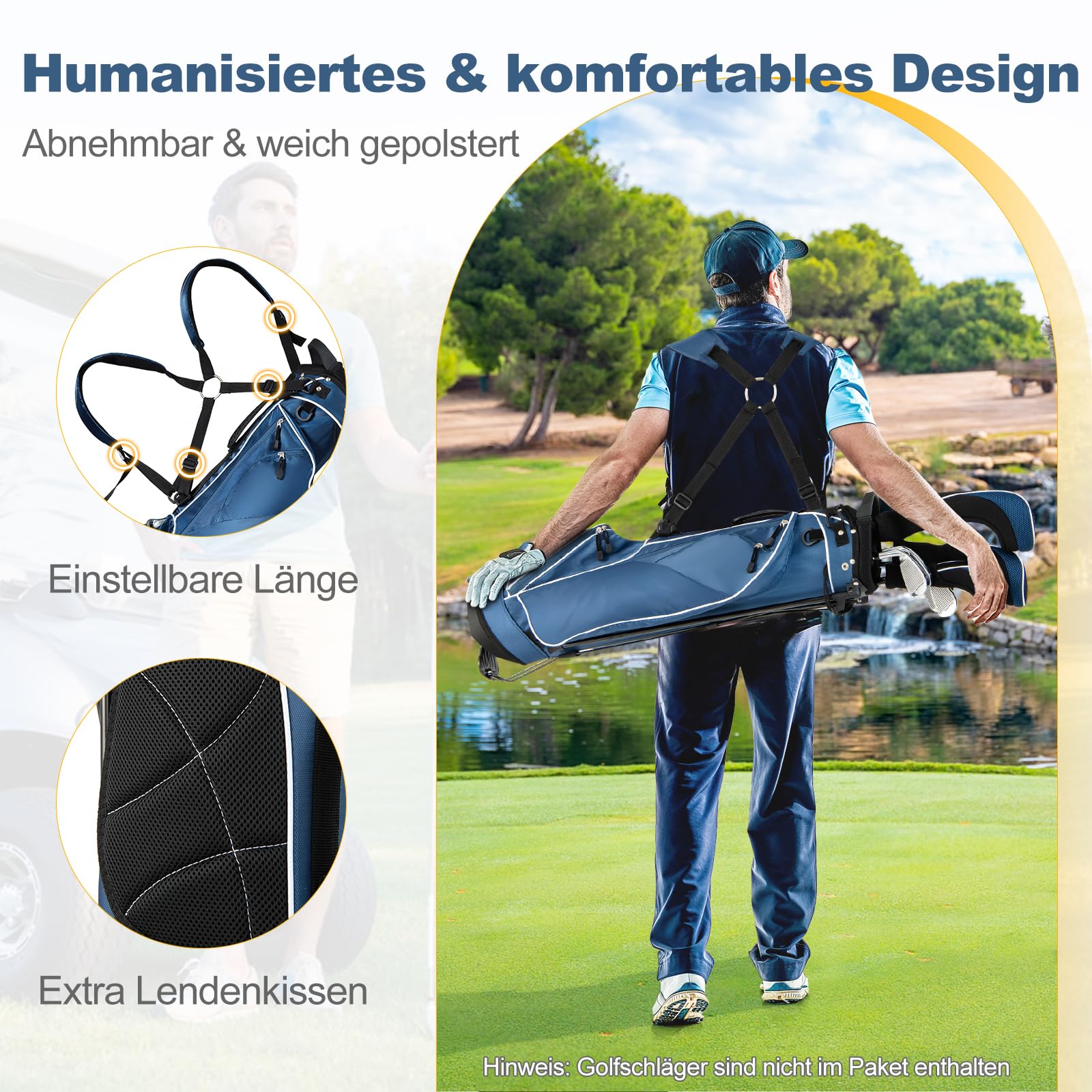GOPLUS Golftasche, Golfbag, Golf Stand Bag mit Pencil Bag, Profi-Reisebag, Ständerbag mit Gurt, Farbewahl