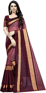 Women's & Girl's Banarasi Cotton Blend Saree With Blouse Piece
