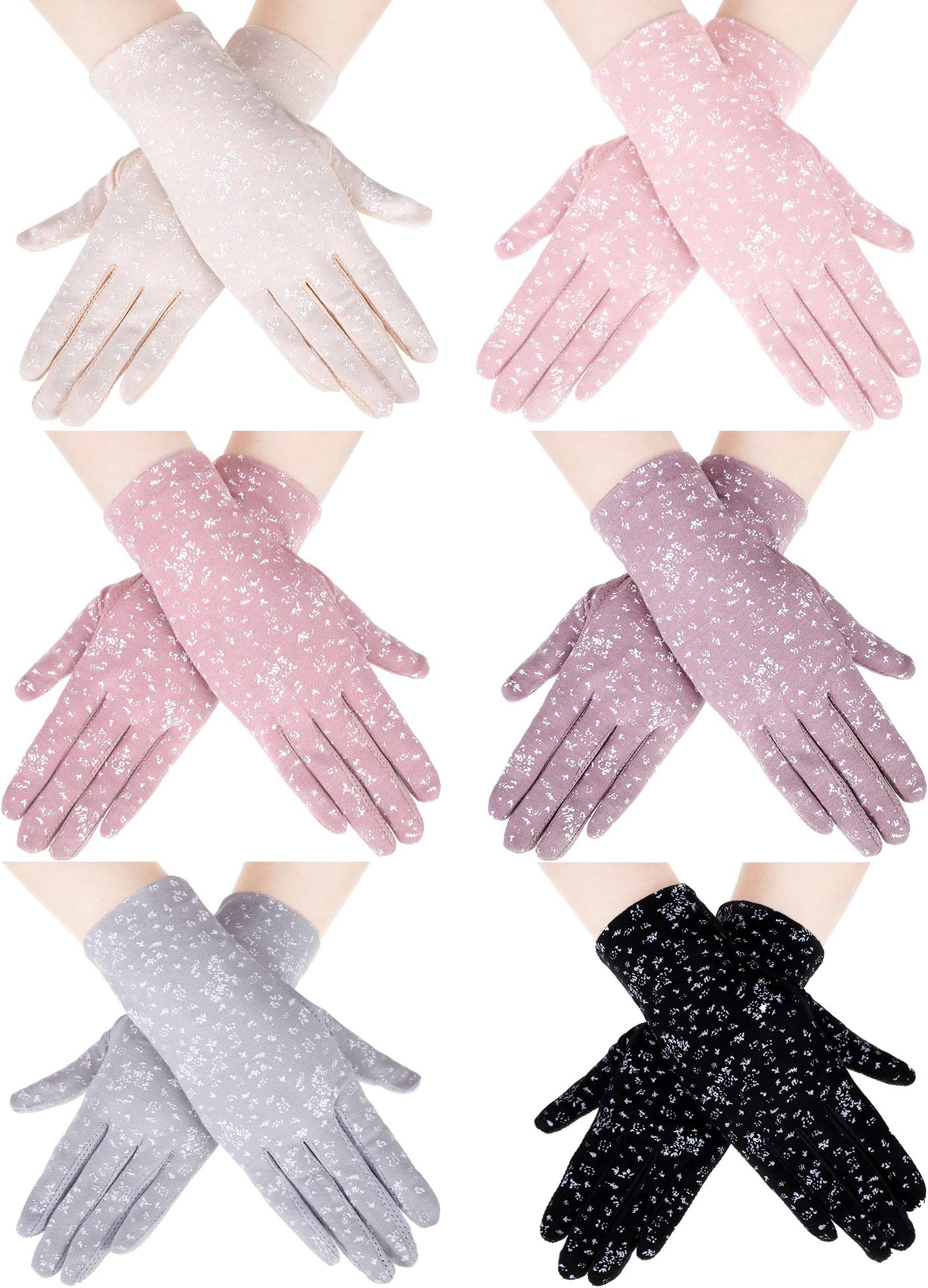 SATINIOR6 Pairs Summer UV Protection Gloves Sunblock Gloves Touchscreen Driving Gloves Floral Non-slip Gloves for Women Girls, As Pictures Shown, approx. 23 x 8 cm/ 9 x 3.15 inches in length and w