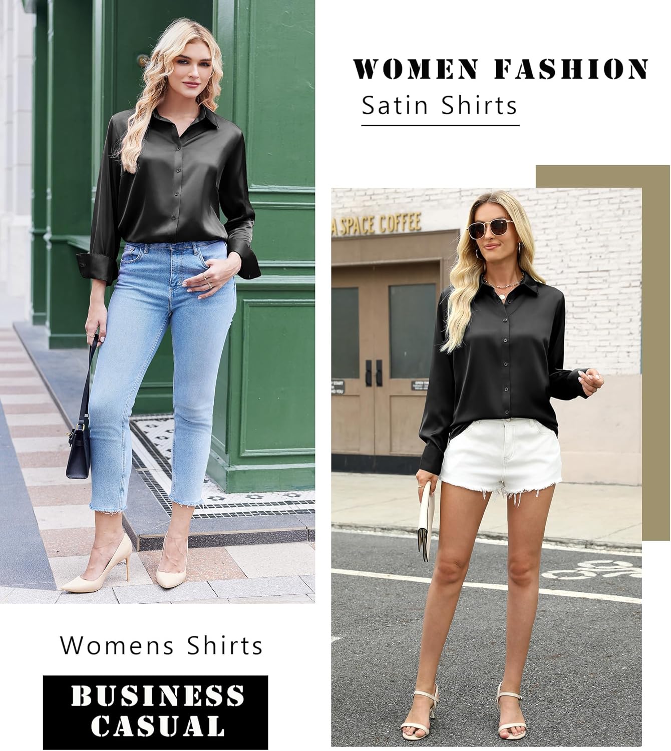 Zeagoo Satin Blouses for Women Silk Button Down Shirts Long Sleeve Business Casual Tops - Image 4