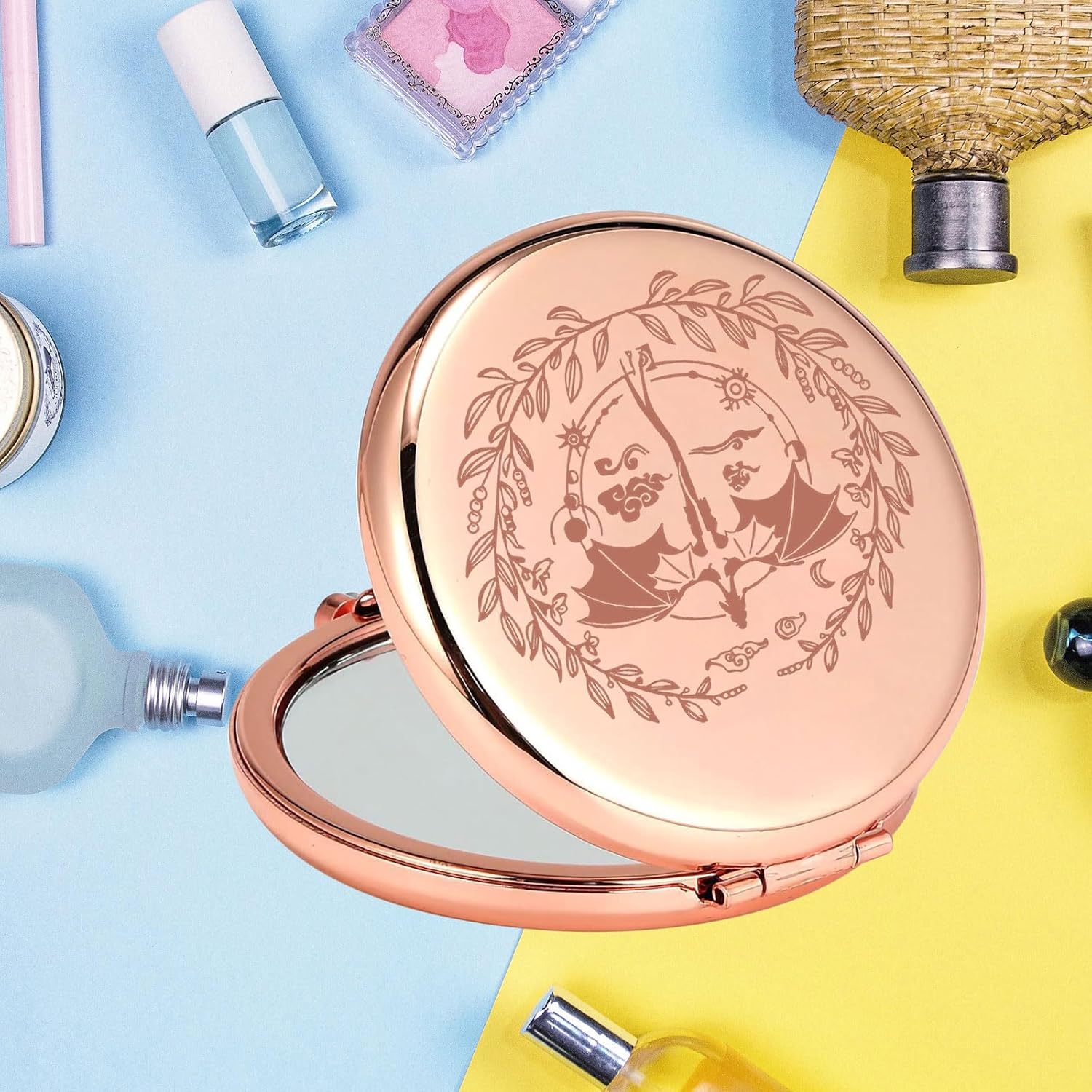 KEYCHIN Wing Dragon Pocket Mirror Dragon Rider Book Gifts Empyrean Book Series Compact Makeup Mirror Ya Fantasy Book Lover Gifts (Wing Dragon-RG)
