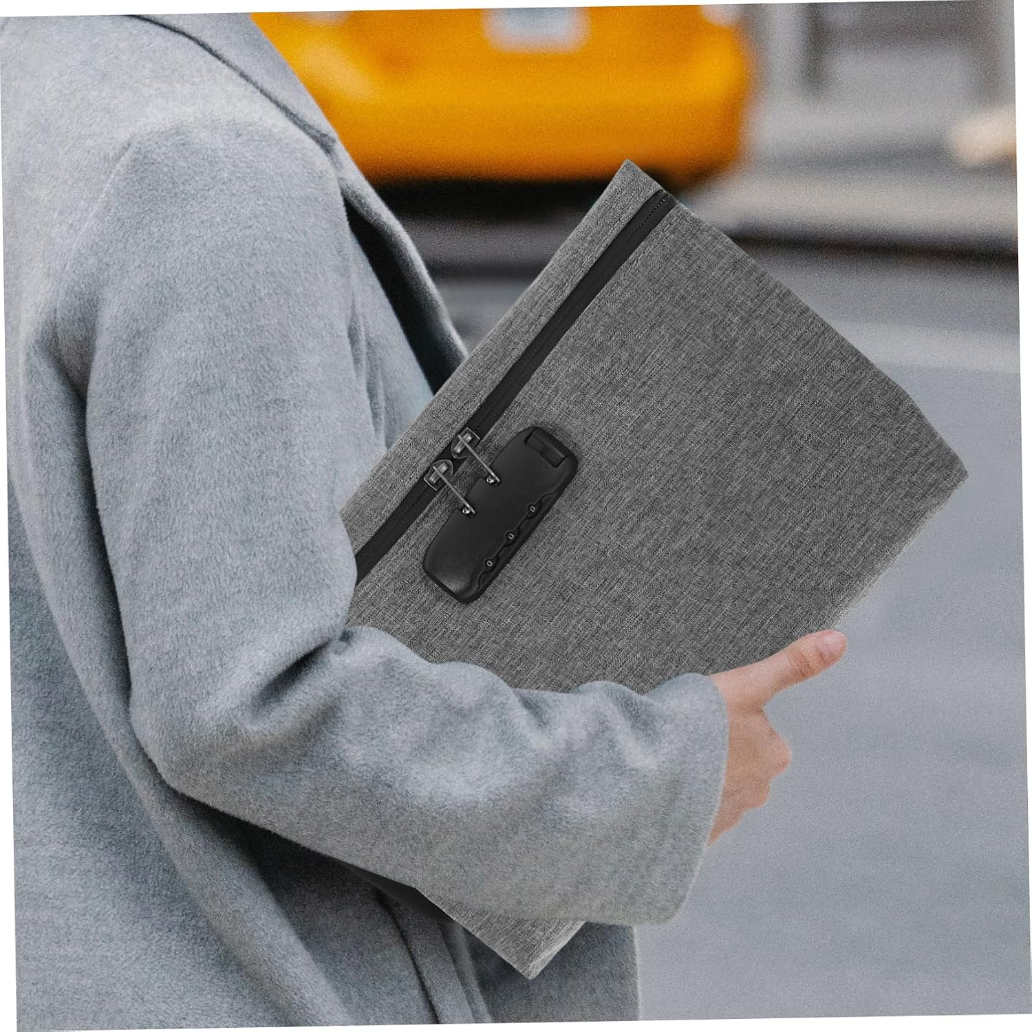 FOMIYES Combination Lock Storage Bag Money Bag Lock Small Locking Bag for Travel Office Events Waterproof Grey