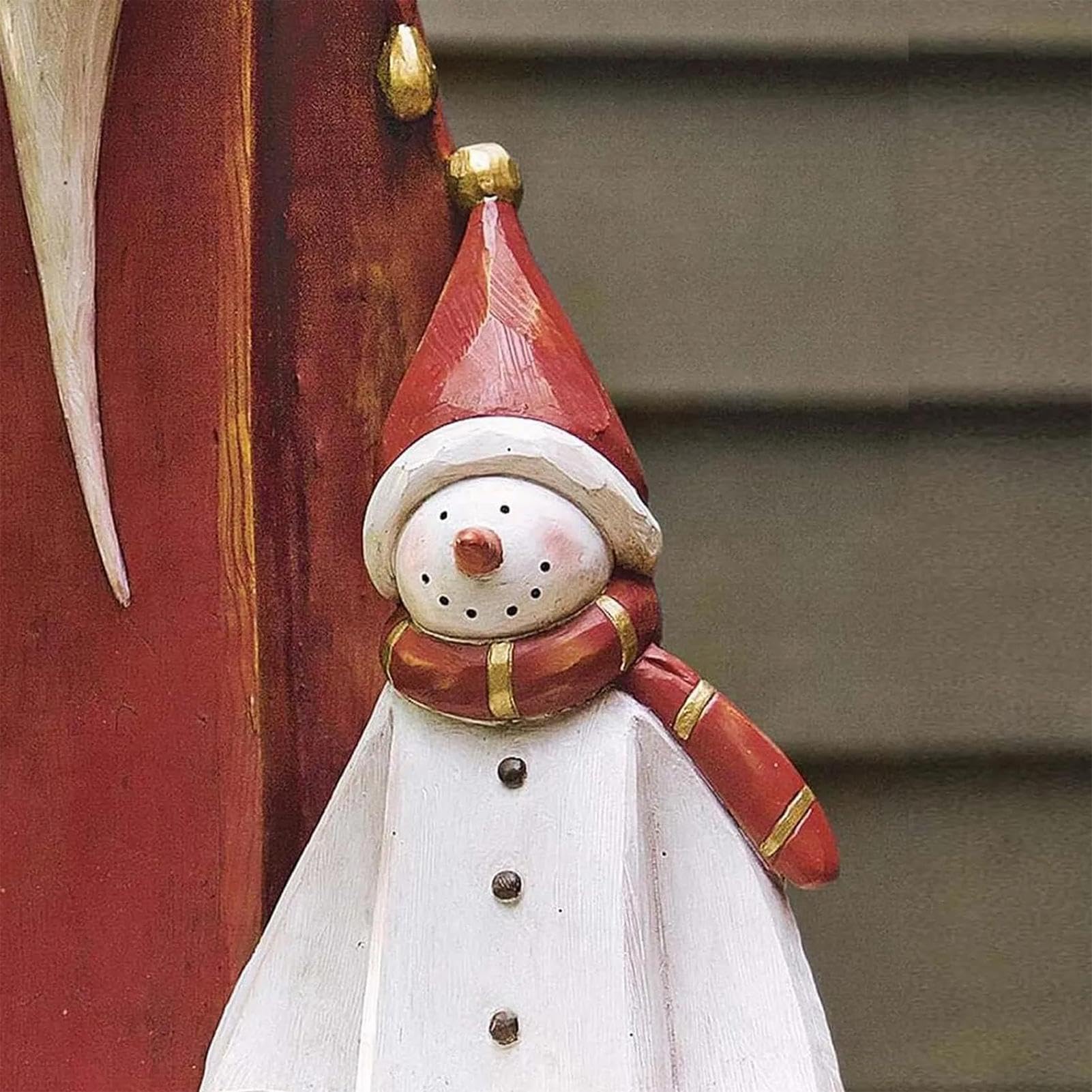 Babbo Natale e pupazzo di neve, decorazioni natalizie, scultura di Babbo