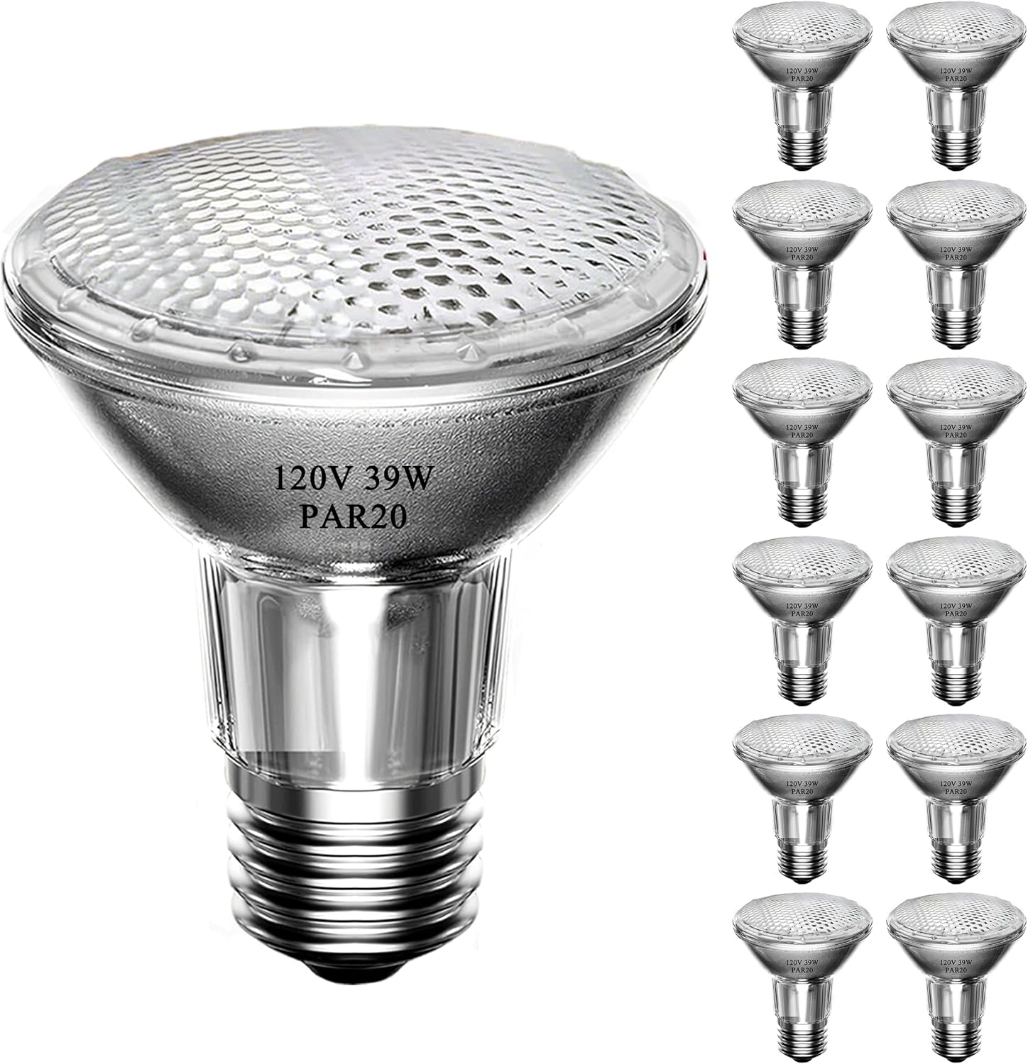 Par20 Halogen Flood Light Bulb, 39W 120V PAR20 Light Bulb, Dimmable, E26 Base, 2700K Warm White, 3000 Hours for Indoor Range Hood, Track Oven, Ceiling Can Lamp（12Pack）