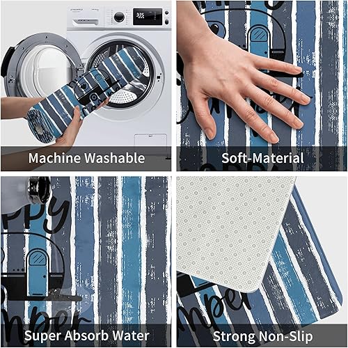 Miniatura 4 de Tapetes de baño, absorbente y antideslizante, tapete de baño suave, divertido para decoración del hogar, 16 x 24 pulgadas (Happy Camper)