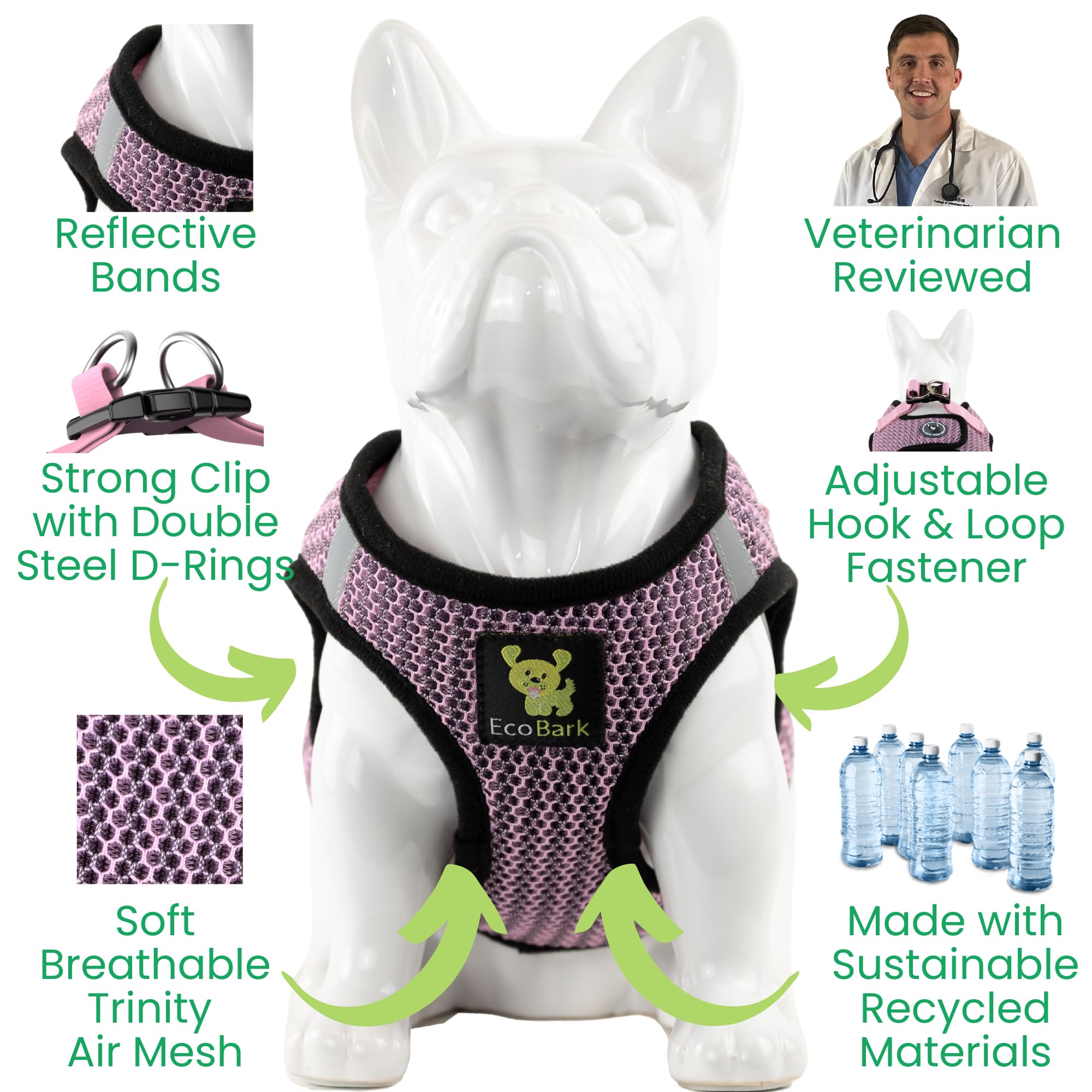 EcoBark Step in Dog Harness Reflective Soft Ultra Padded Mesh Dog Harnesses for XXS XS, Small - Image 3
