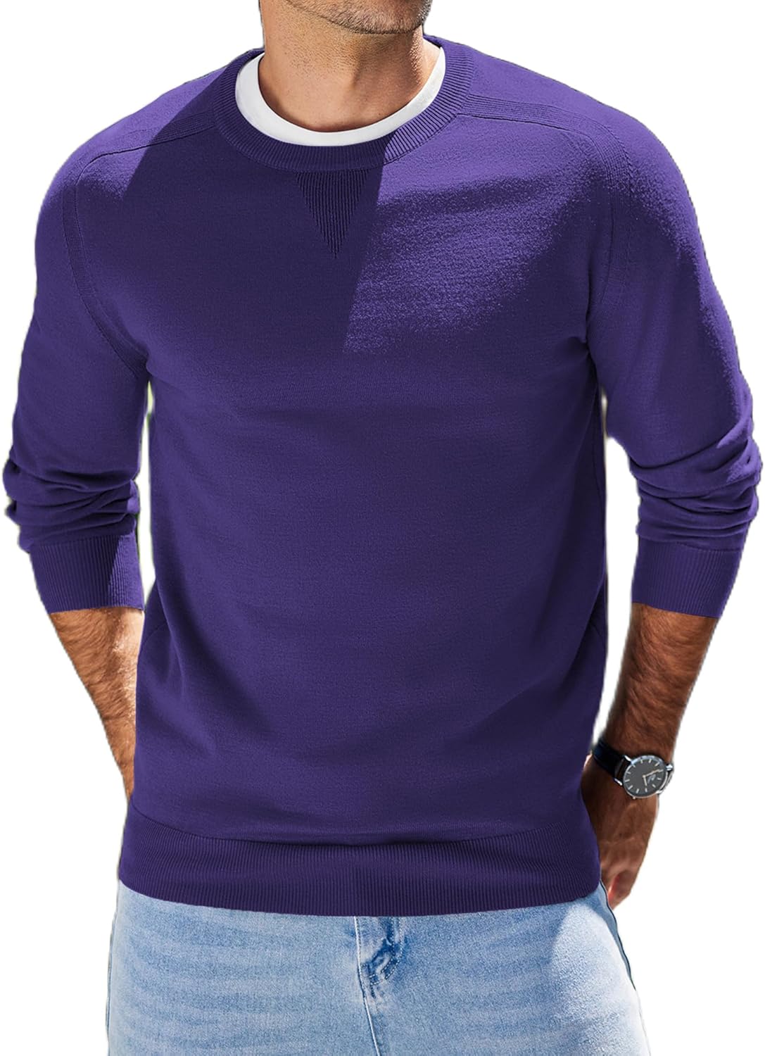 COOFANDY Mens Sweater Crewneck Pullover Long Sleeve Lightweight Sweater Plain Knit Silm Fit