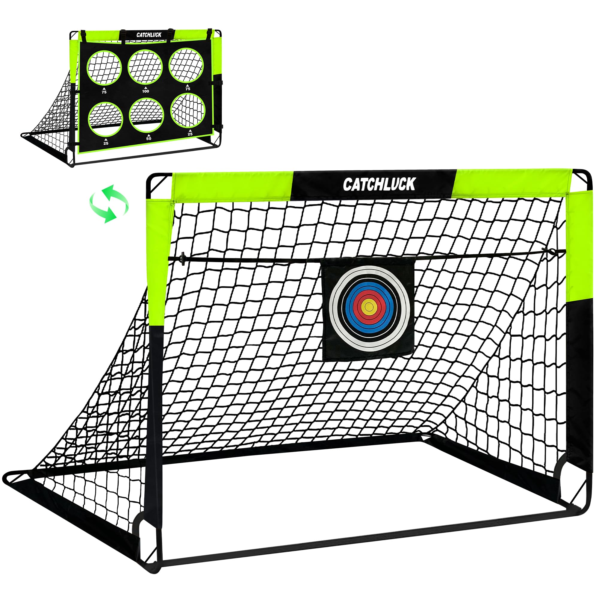 CATCHLUCK Football Goal Pop Up Football Net for Kids 4ft x 3ft, 5ft x 4ft, Outdoor Training Equipment with Target and Carry Bag (Fluorescence) โ image 1