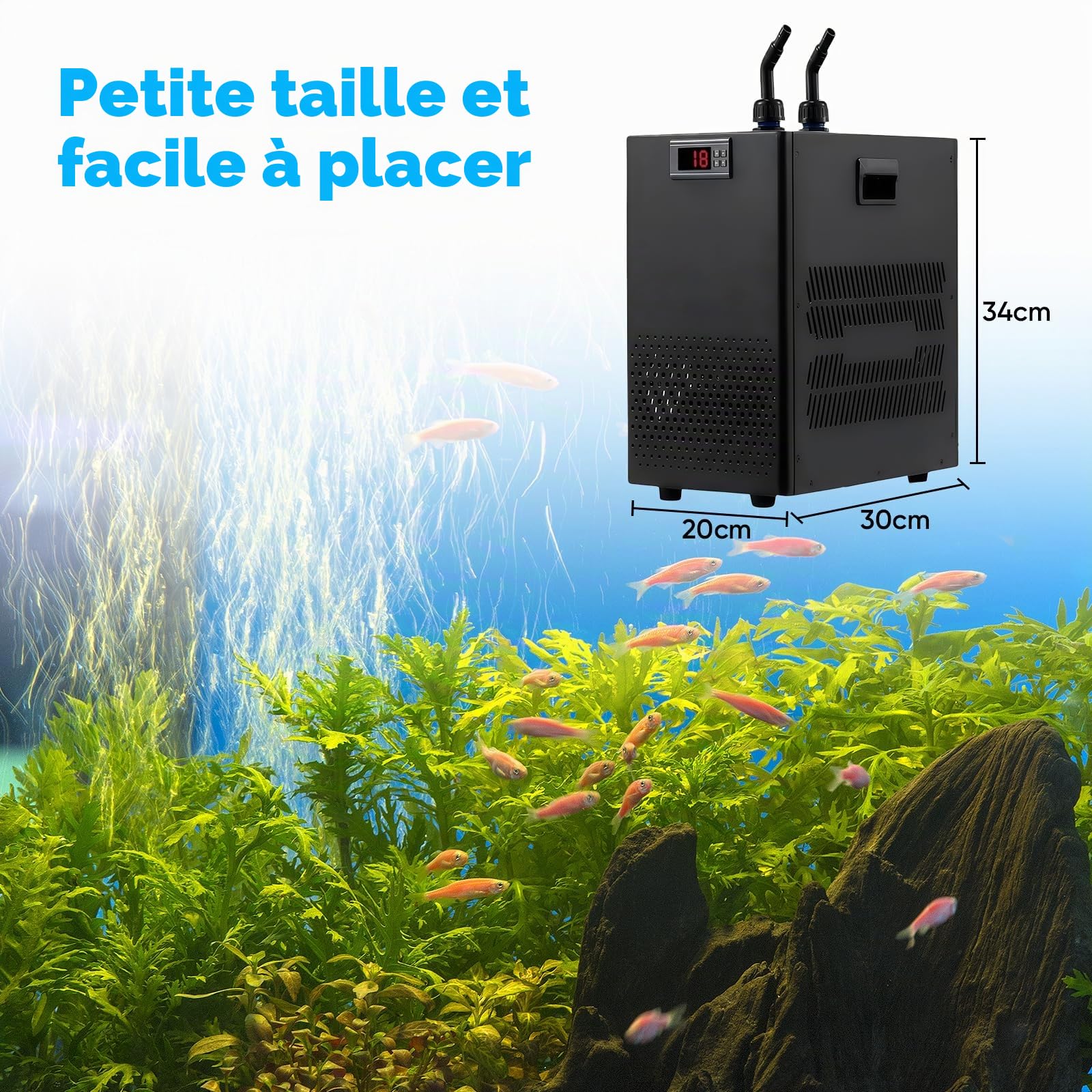 Refroidisseur d'eau D'aquarium 160L,Groupe Froid Aquarium Refroidisseur d'eau pour Groupe Froid Aquarium Aquarium Refroidisseur pour l'hydroponie Mauvaises Corail Méduses Crevettes Cristal