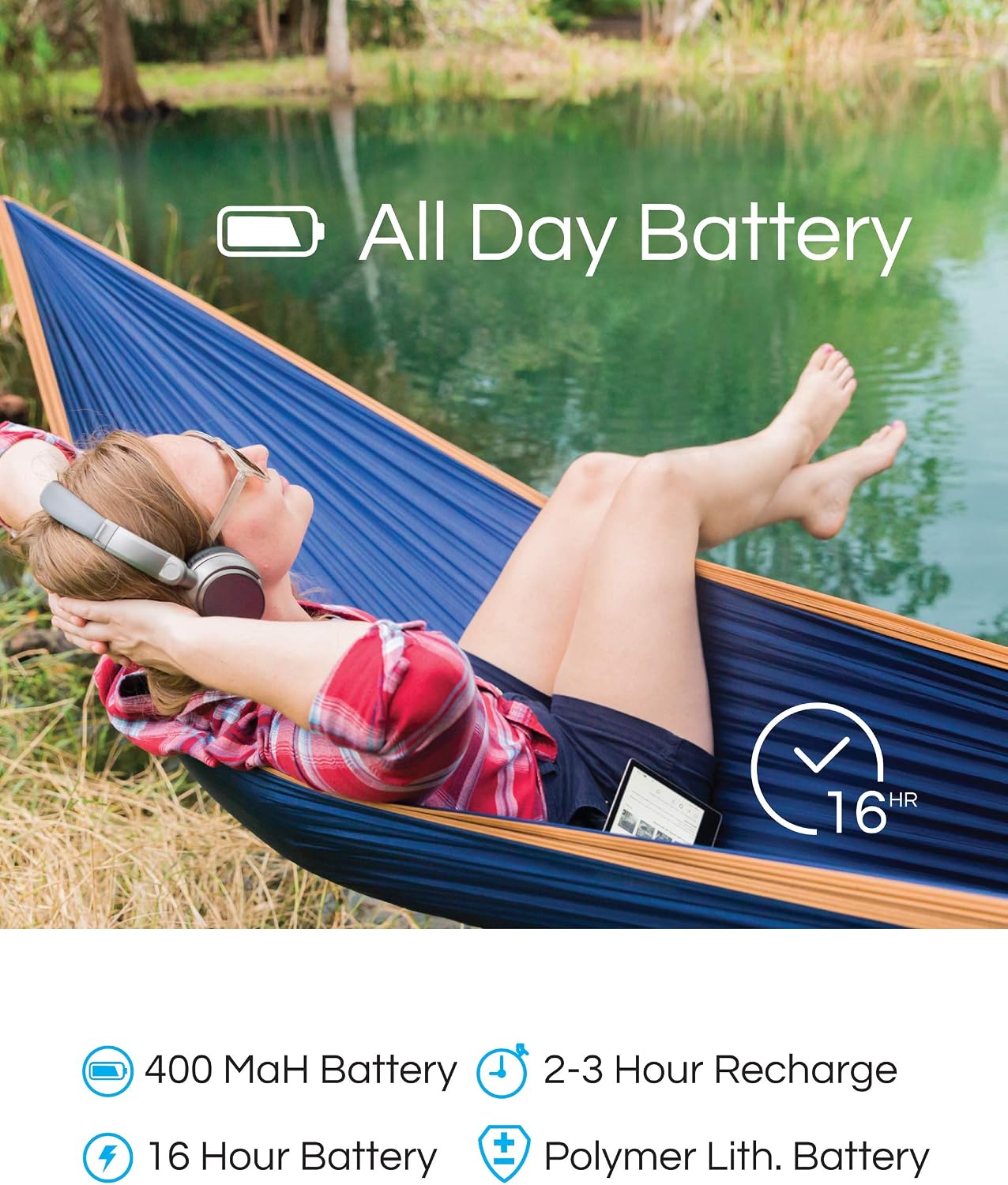Over Ear Wireless Bluetooth Stereo Headphones | Built in Mic and Optional Wired Mode | 16 Hour Battery Life | Compatible with All-new Kindle Paperwhite & Oasis, Apple, Samsung, and Android Devices
