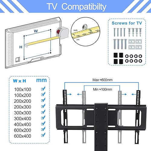 Miniatura 5 de Soporte de TV con soporte ajustable en altura Soporte de entretenimiento para 32 a 65 pulgadas LCD de plasma LED o TV de pantalla curvada de 3