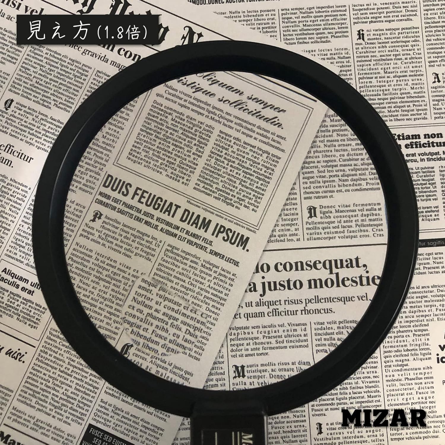 Misar Tech 991604 Loupe, 1.8x, Handheld Loupe, Made in Japan, Lens Diameter 4.5 inches (115 mm), Black