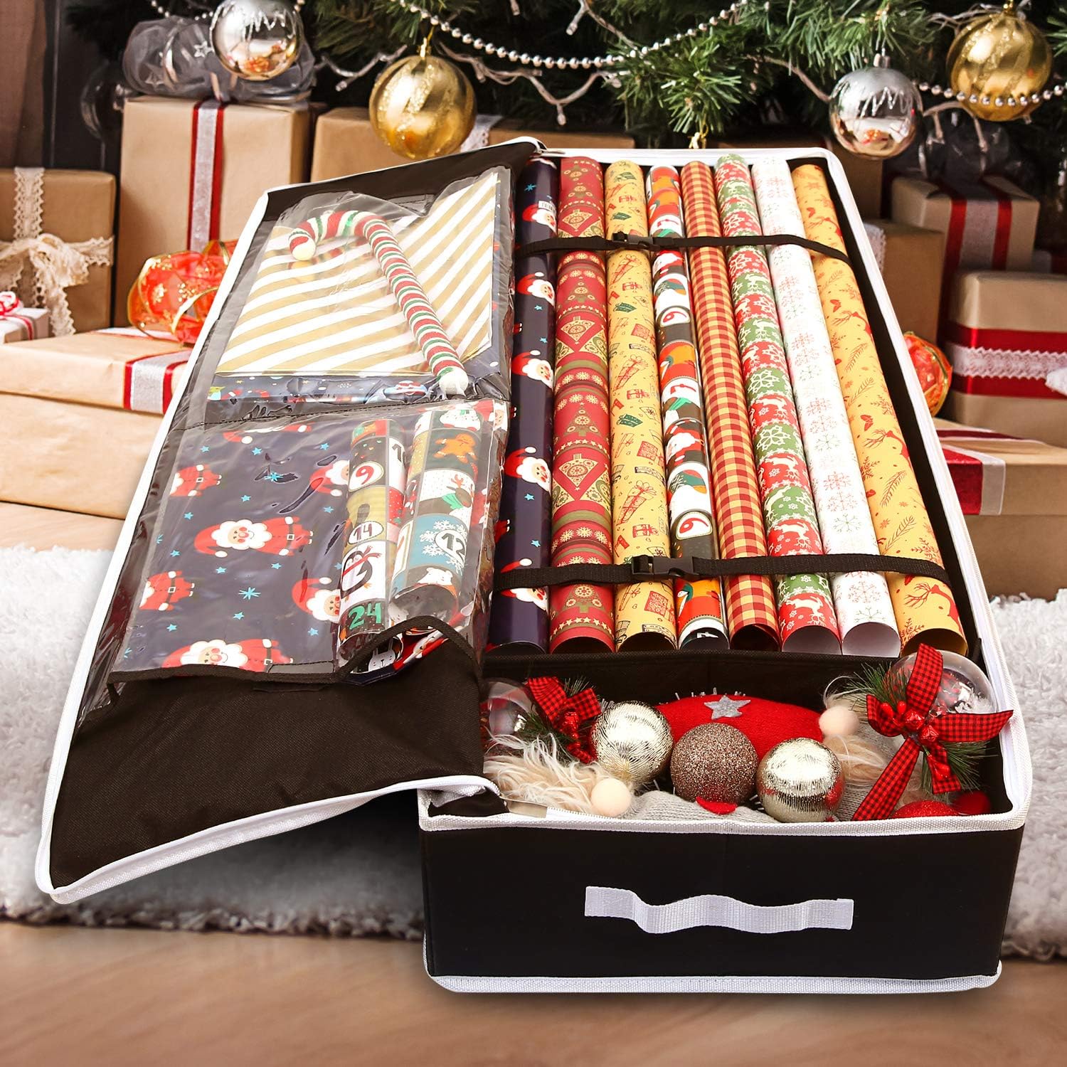 Ohuhu Wrapping Paper Storage Containers, Gift Wrap Organizer, Wrapping Paper Holder, 600D Oxford Cloth Tear-Resistant and Waterproof, 40.5'' Fits 18-24 Standers Rolls (Black) : Health & Household