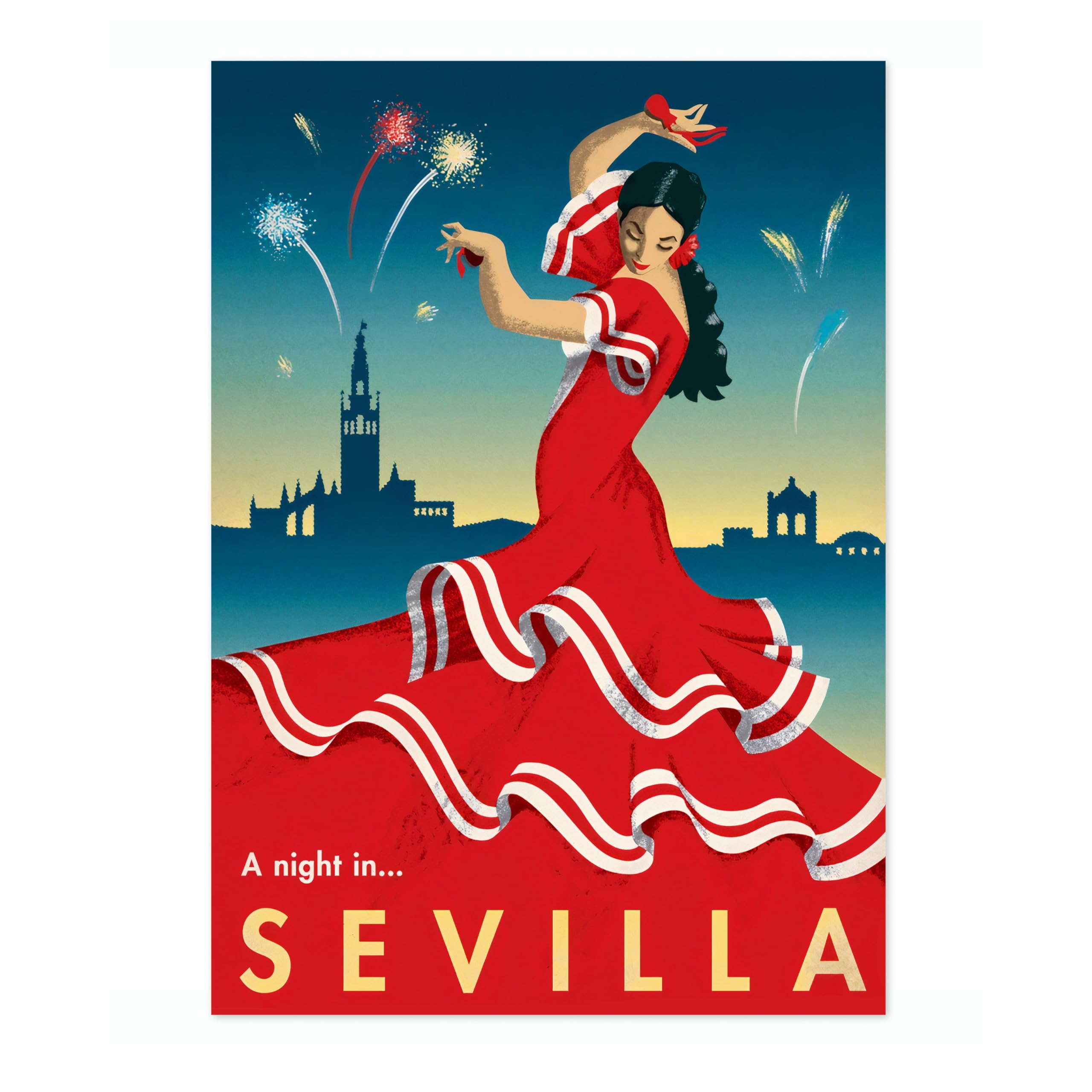 Sevilla, Spain Vintage Spanish Travel Poster, Retro Spain Tourism Print, Decoration Wall Art Seville Landmark Bedroom Decor, A4 (Print Only) - 29.7x21cm โ image 1